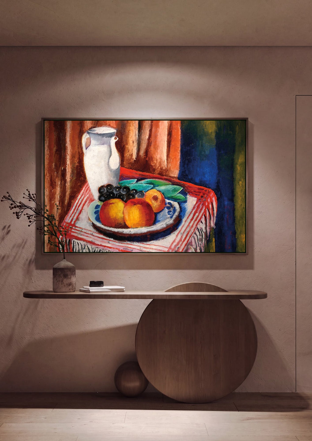 Quadro Decorativo Natureza-Morta com Jarra e Frutas - Moïse Kisling em ambiente decorado