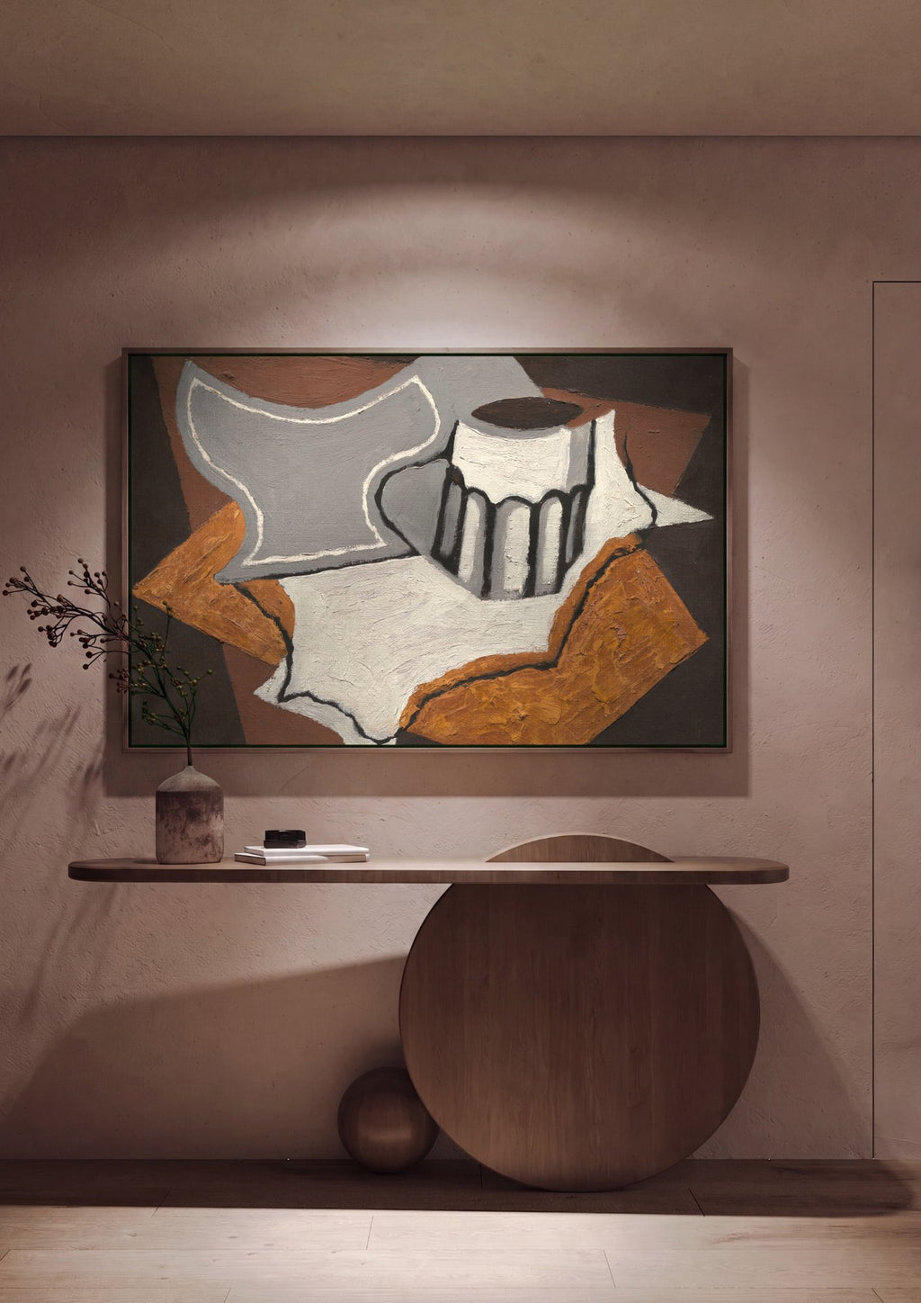 Quadro Decorativo Natureza-morta com Jarro e Copo - Juan Gris em ambiente decorado