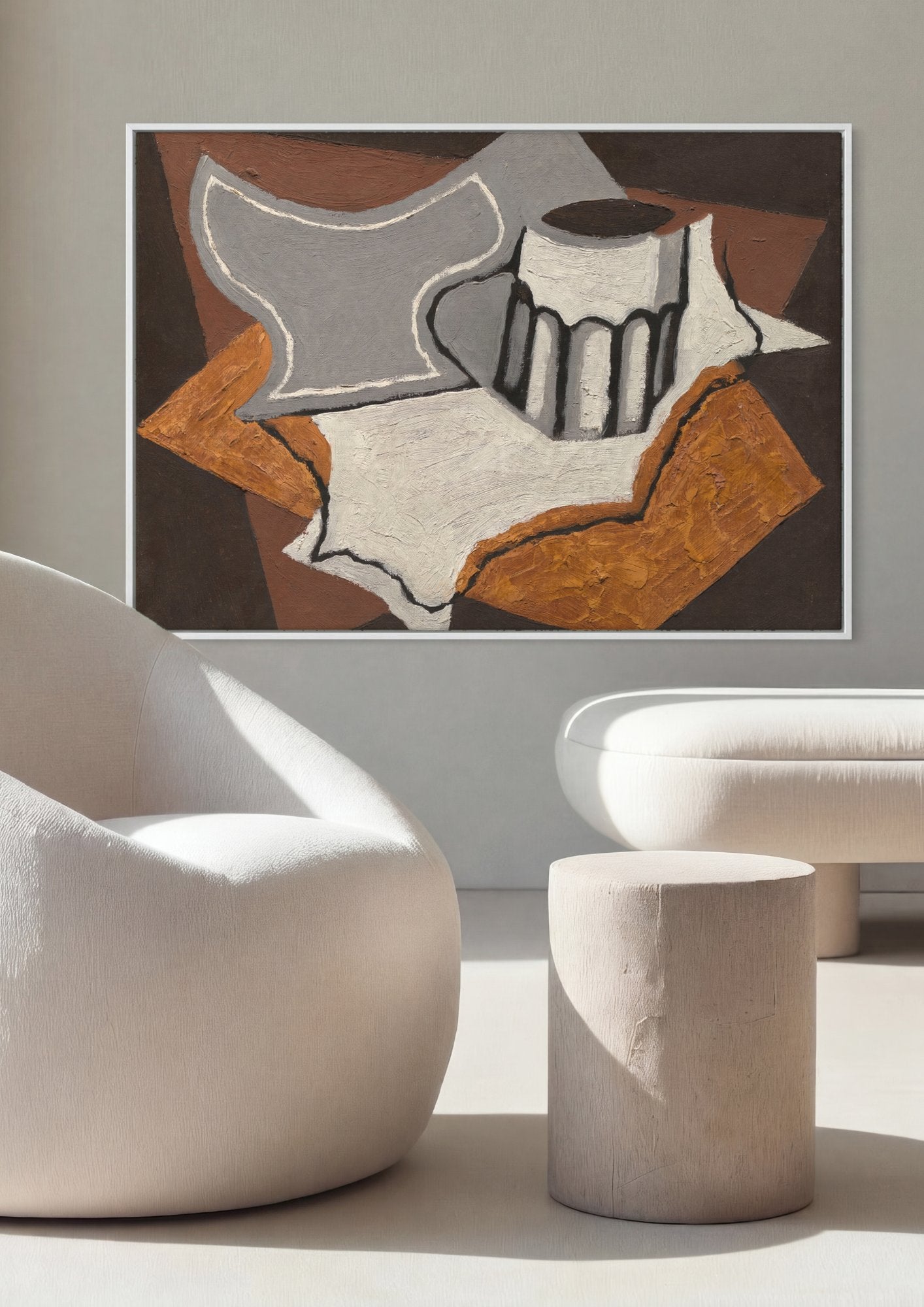 Quadro Decorativo Natureza-morta com Jarro e Copo - Juan Gris em ambiente decorado