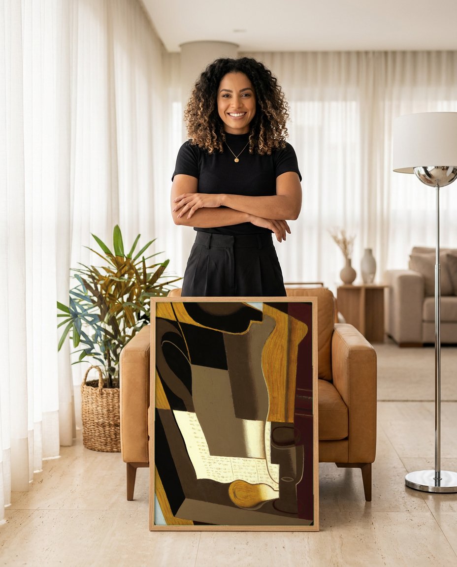 Quadro Decorativo Natureza Morta com Jarro - Juan Gris com modelo em ambiente