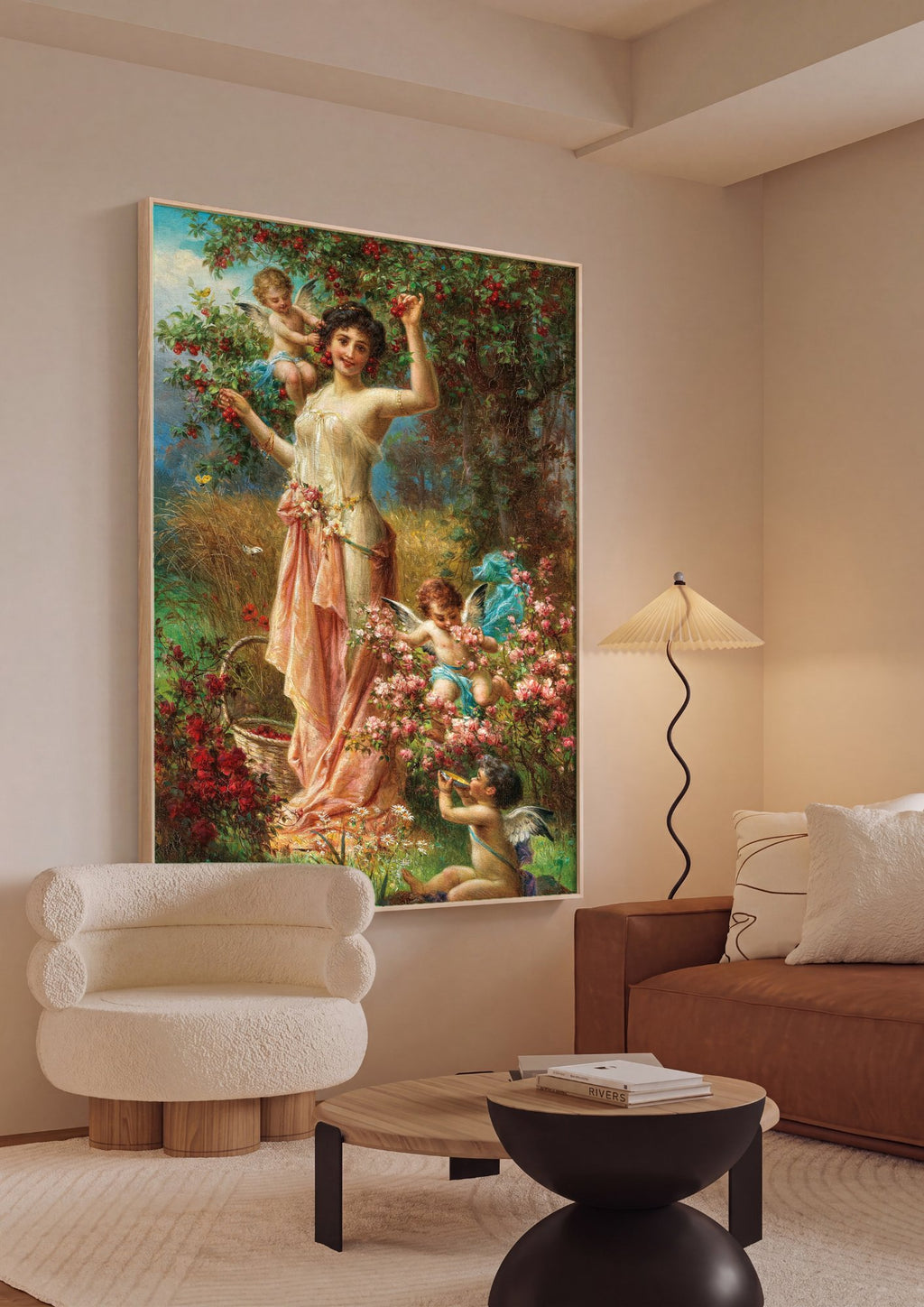 Quadro Decorativo Apanhadora de Cerejas - Hans Zatzka em ambiente decorado