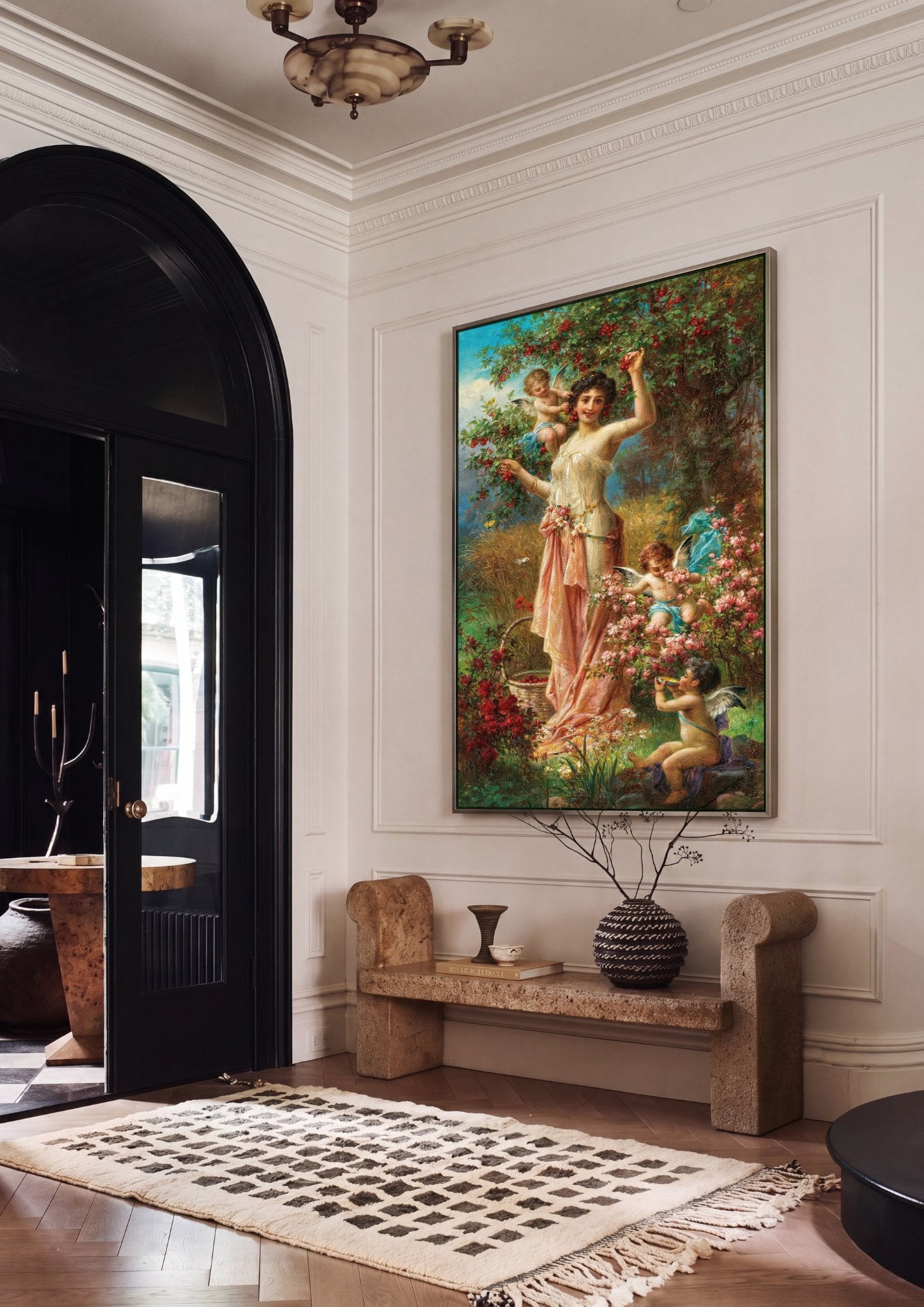 Quadro Decorativo Apanhadora de Cerejas - Hans Zatzka em ambiente decorado
