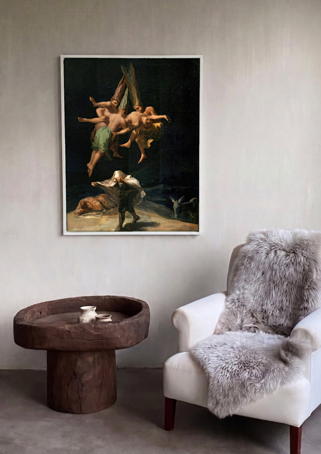 Quadro Decorativo El Vuelo de las Brujas - Goya em ambiente decorado