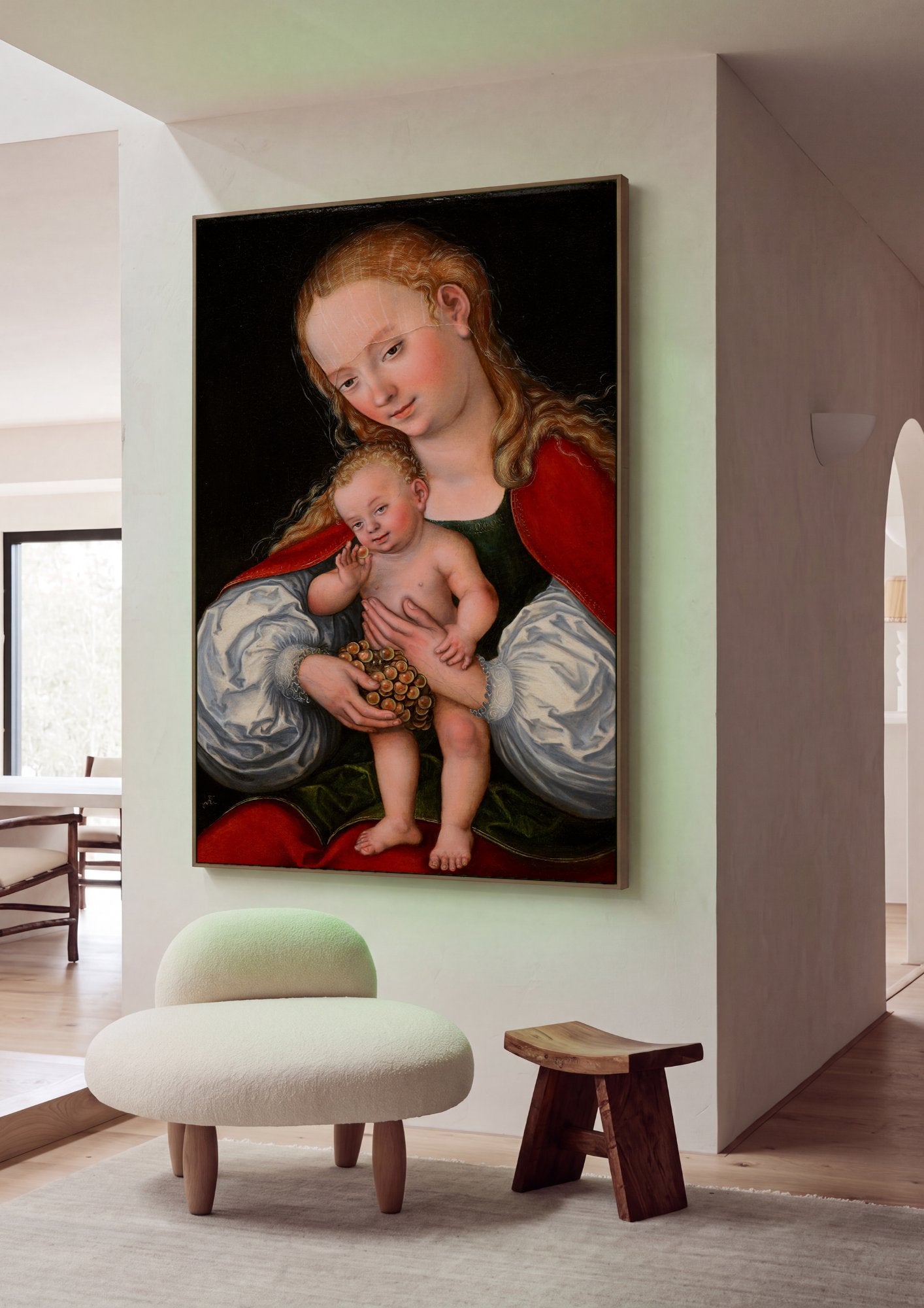 Quadro Decorativo Madona com o Menino Jesus - Lucas Cranach em ambiente decorado
