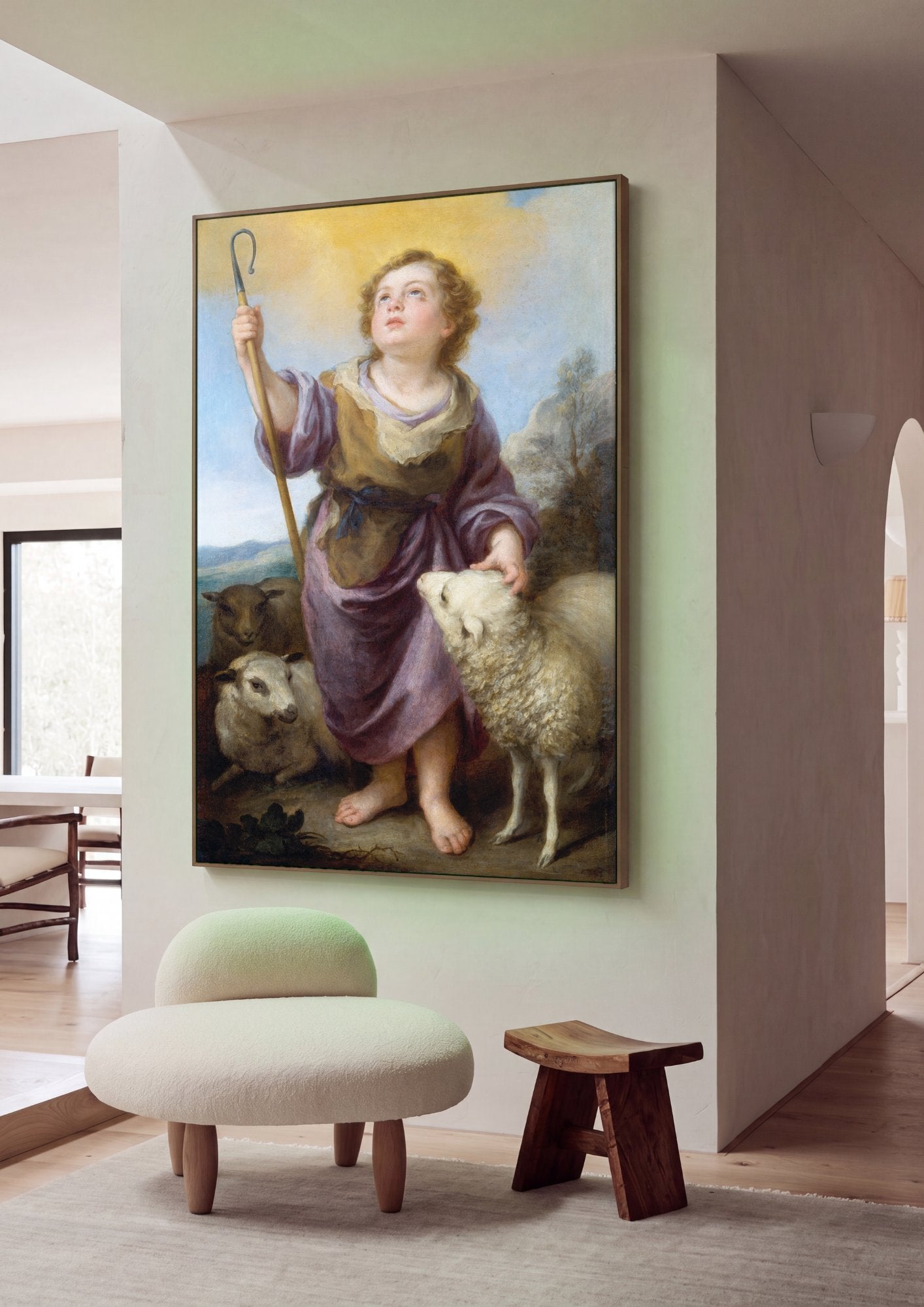 Quadro Decorativo O Bom Pastor (Menino Jesus) - Murillo em ambiente decorado