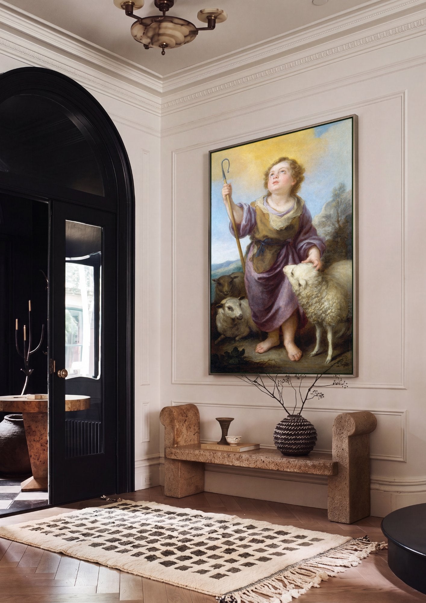 Quadro Decorativo O Bom Pastor (Menino Jesus) - Murillo em ambiente decorado