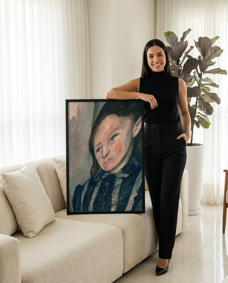 Quadro Decorativo A Jovem Italiana (La Jeune Italienne) - Cézanne com modelo em ambiente