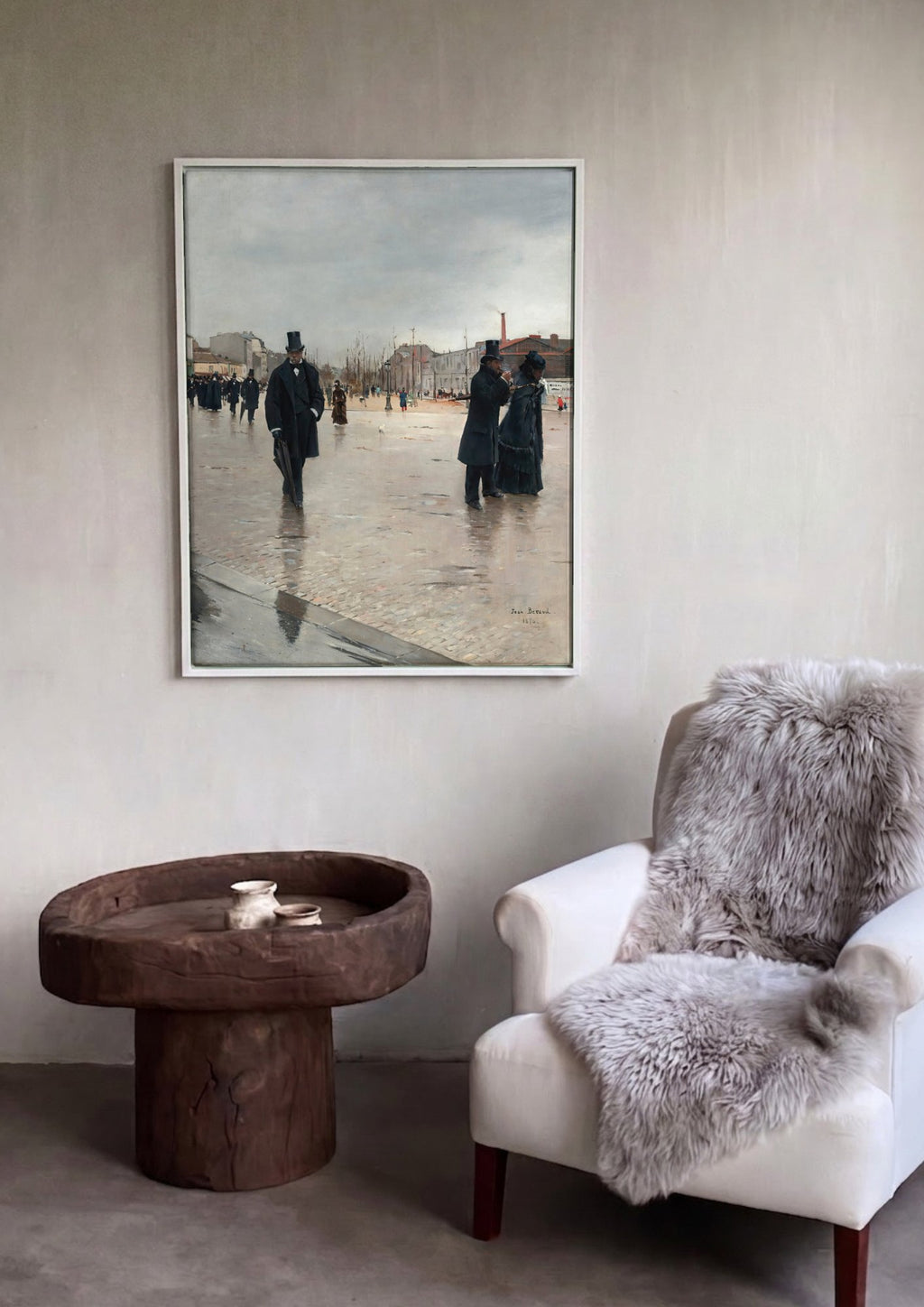 Quadro Decorativo A Rua de Paris (1876) - Jean Béraud em ambiente decorado