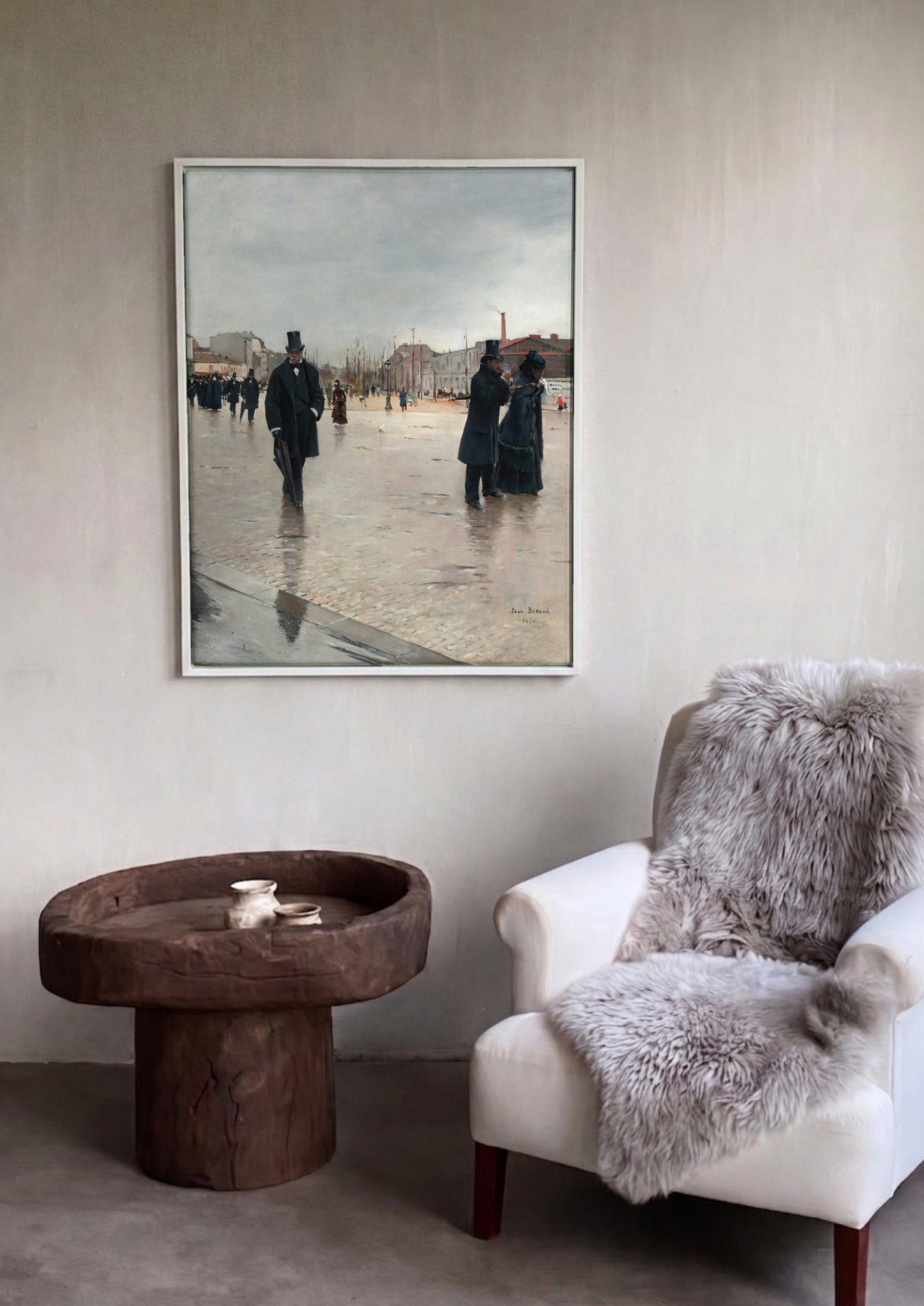 Quadro Decorativo A Rua de Paris (1876) - Jean Béraud em ambiente decorado