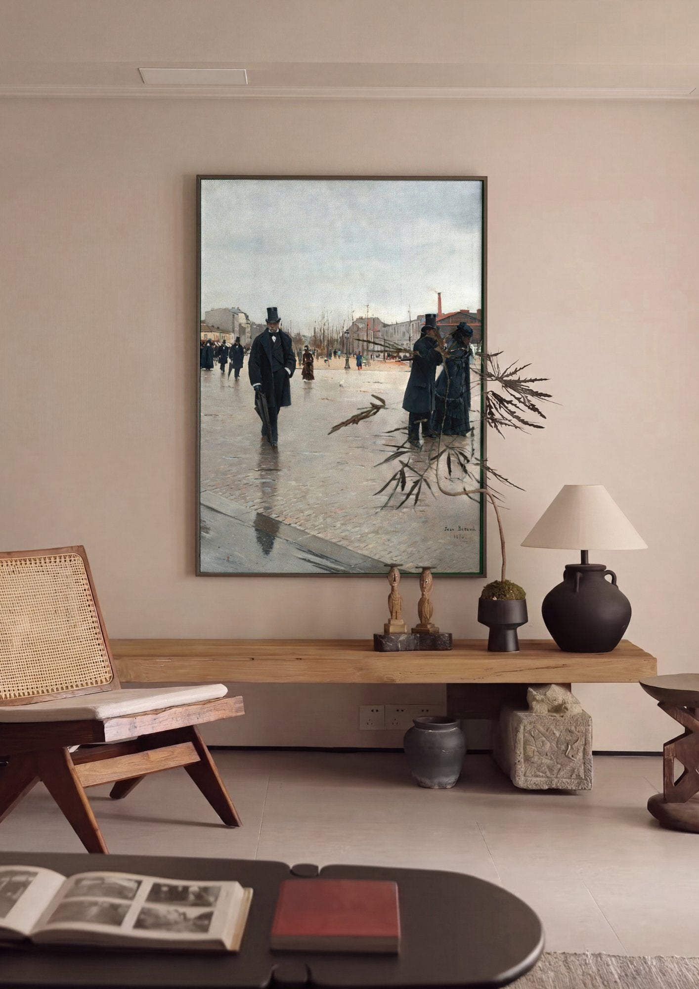 Quadro Decorativo A Rua de Paris (1876) - Jean Béraud em ambiente decorado