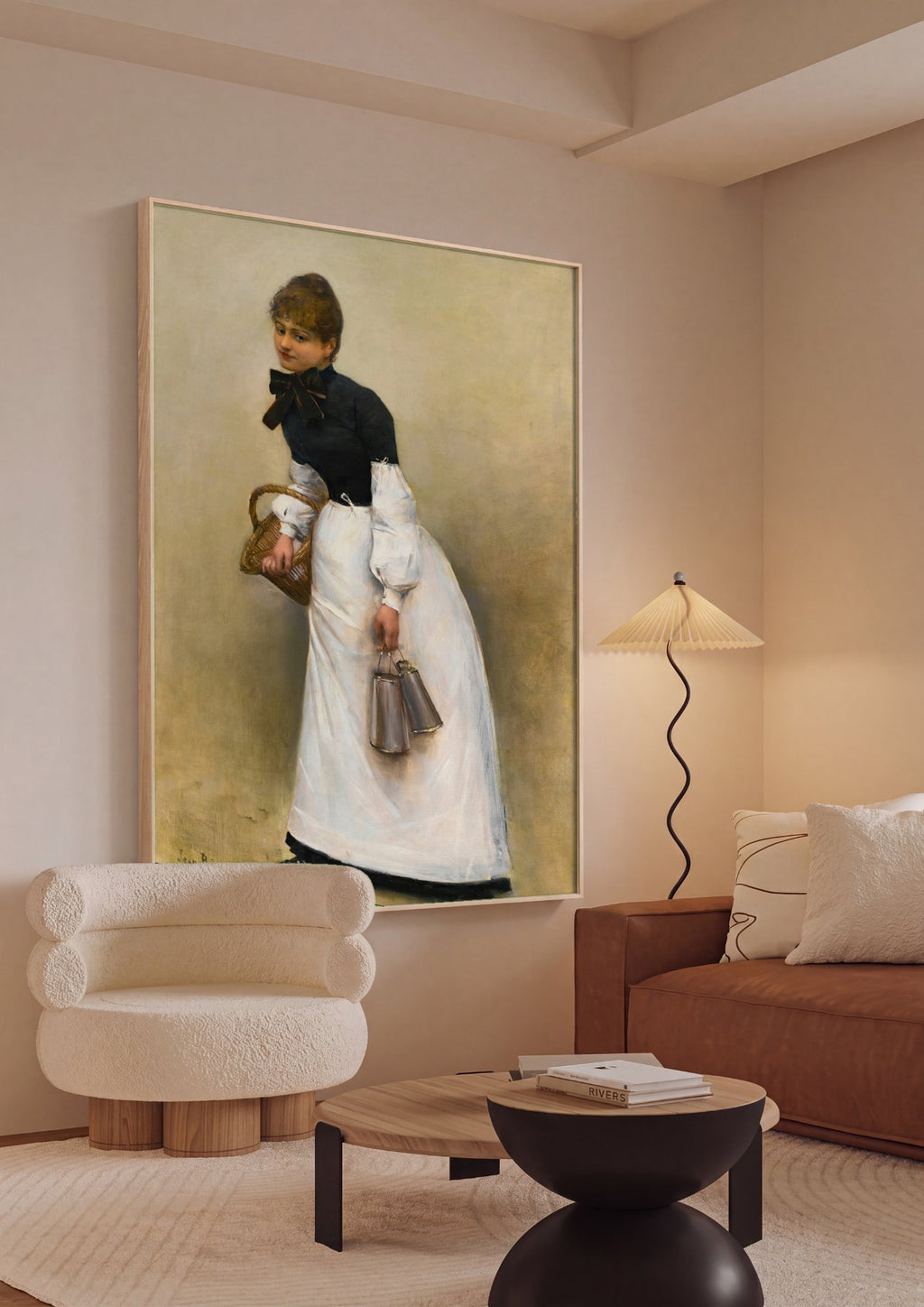 Quadro Decorativo: A Jovem Leiteira de Jean Béraud em ambiente decorado