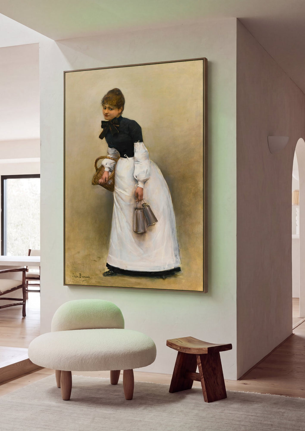 Quadro Decorativo: A Jovem Leiteira de Jean Béraud em ambiente decorado