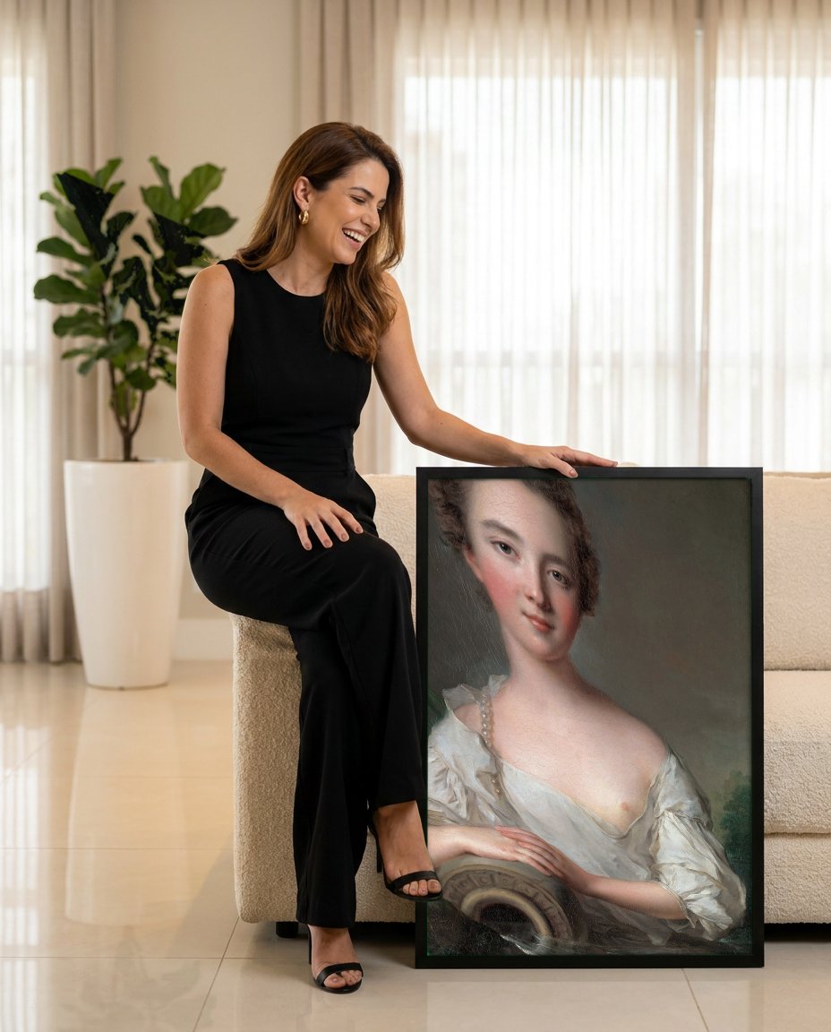 Quadro Decorativo Retrato de uma Dama - Jean-Marc Nattier com modelo em ambiente