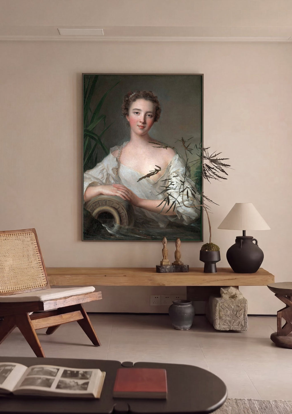 Quadro Decorativo Retrato de uma Dama - Jean-Marc Nattier em ambiente decorado
