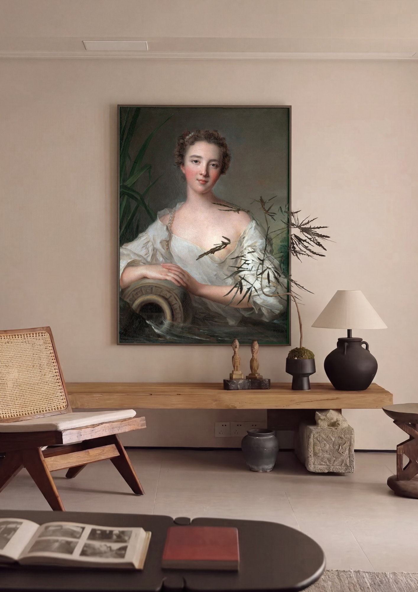 Quadro Decorativo Retrato de uma Dama - Jean-Marc Nattier em ambiente decorado