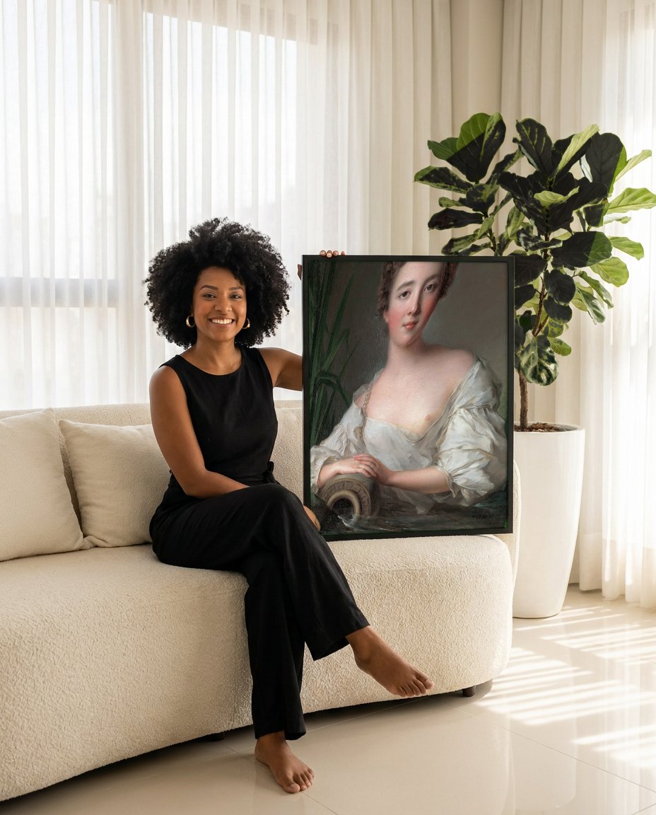 Quadro Decorativo Retrato de uma Dama - Jean-Marc Nattier com modelo em ambiente