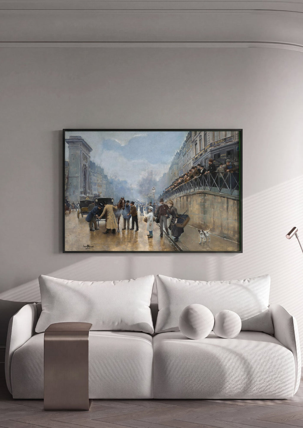 Quadro Decorativo Cena Urbana Chuvosa - Jean Béraud em ambiente decorado