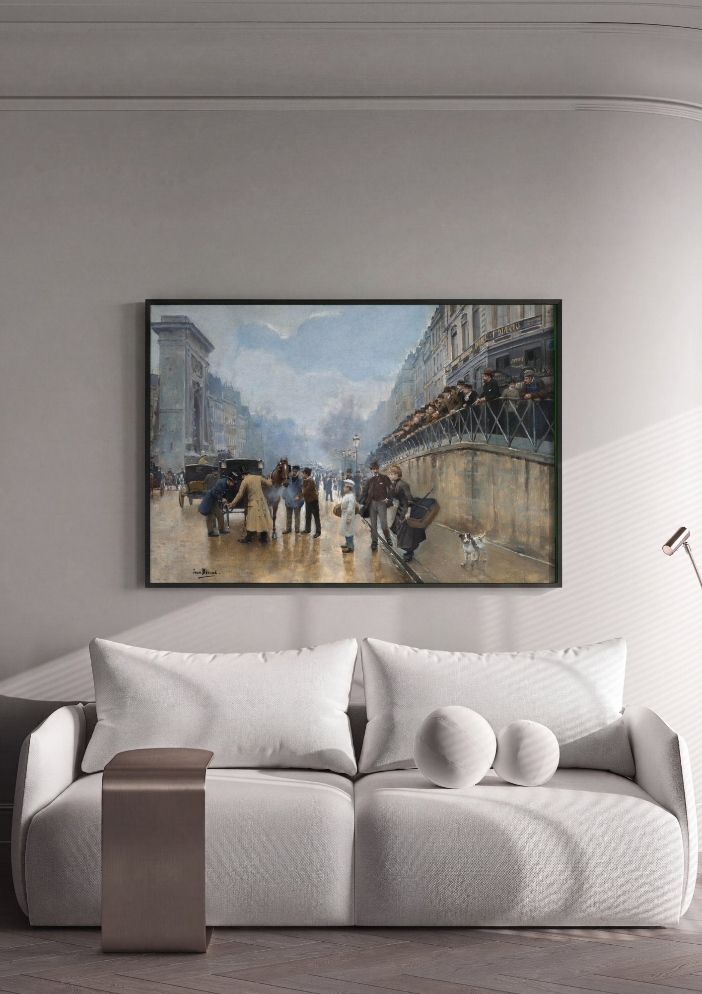 Quadro Decorativo Cena Urbana Chuvosa - Jean Béraud em ambiente decorado