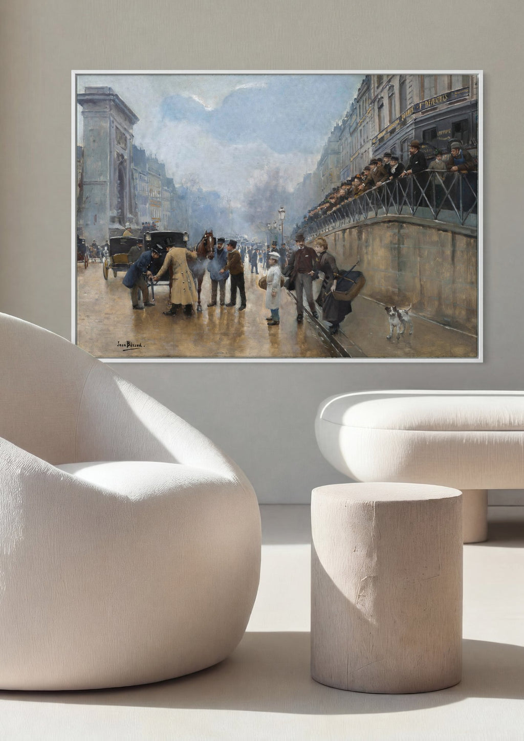Quadro Decorativo Cena Urbana Chuvosa - Jean Béraud em ambiente decorado