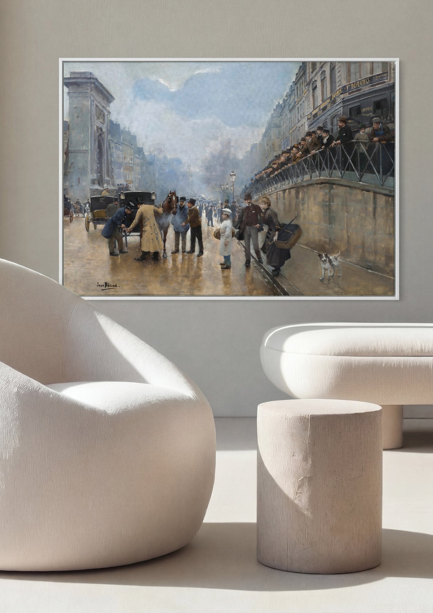 Quadro Decorativo Cena Urbana Chuvosa - Jean Béraud em ambiente decorado