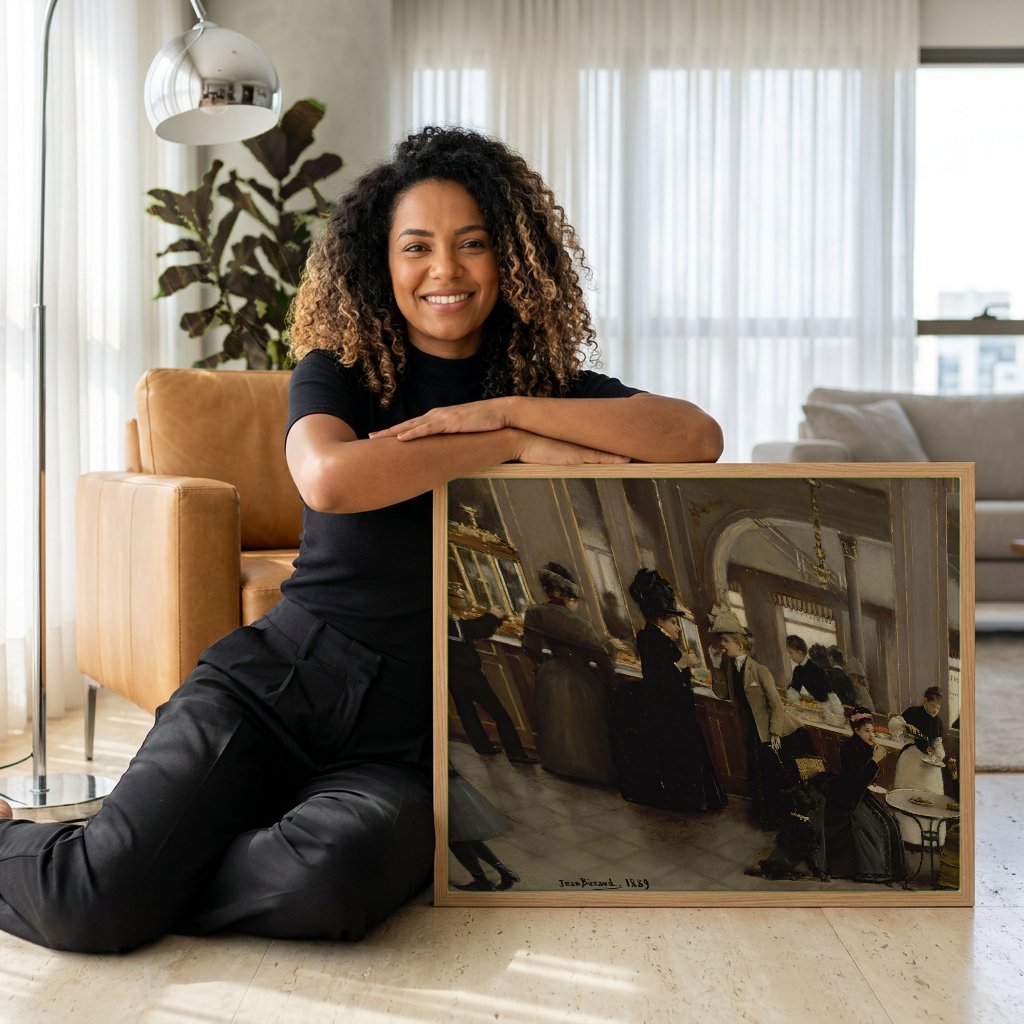Quadro Decorativo A Pâtisserie Gloppe - Jean Béraud com modelo em ambiente