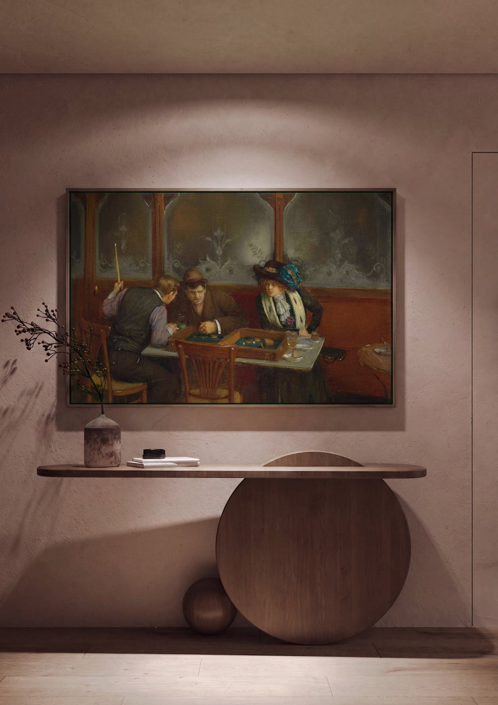 Quadro Decorativo A Partida de Bilhar - Jean Béraud em ambiente decorado