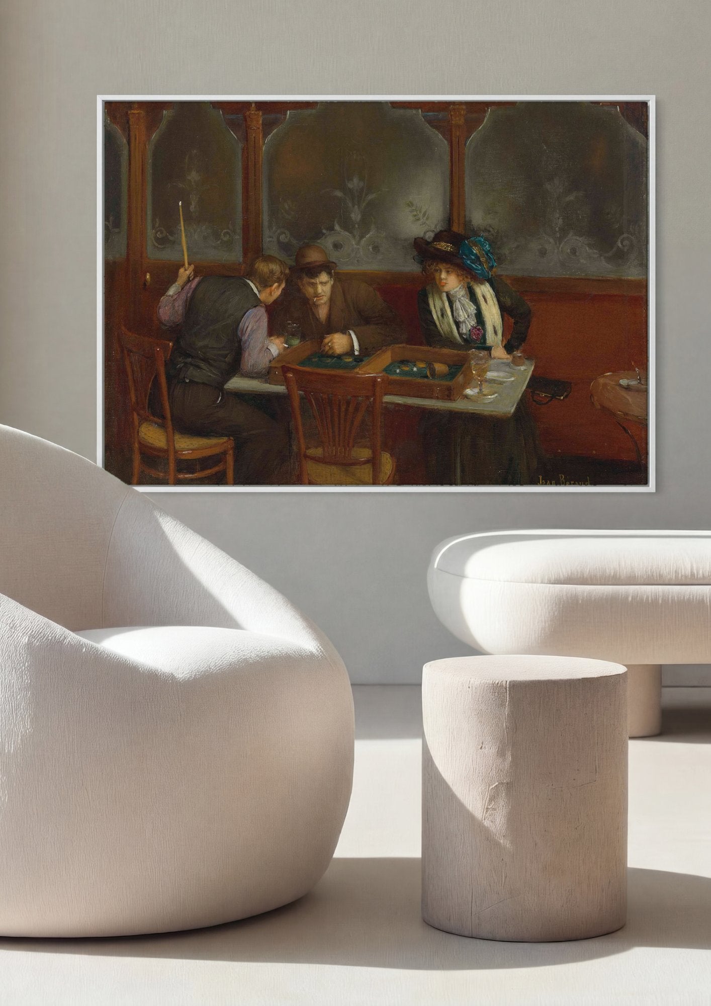 Quadro Decorativo A Partida de Bilhar - Jean Béraud em ambiente decorado