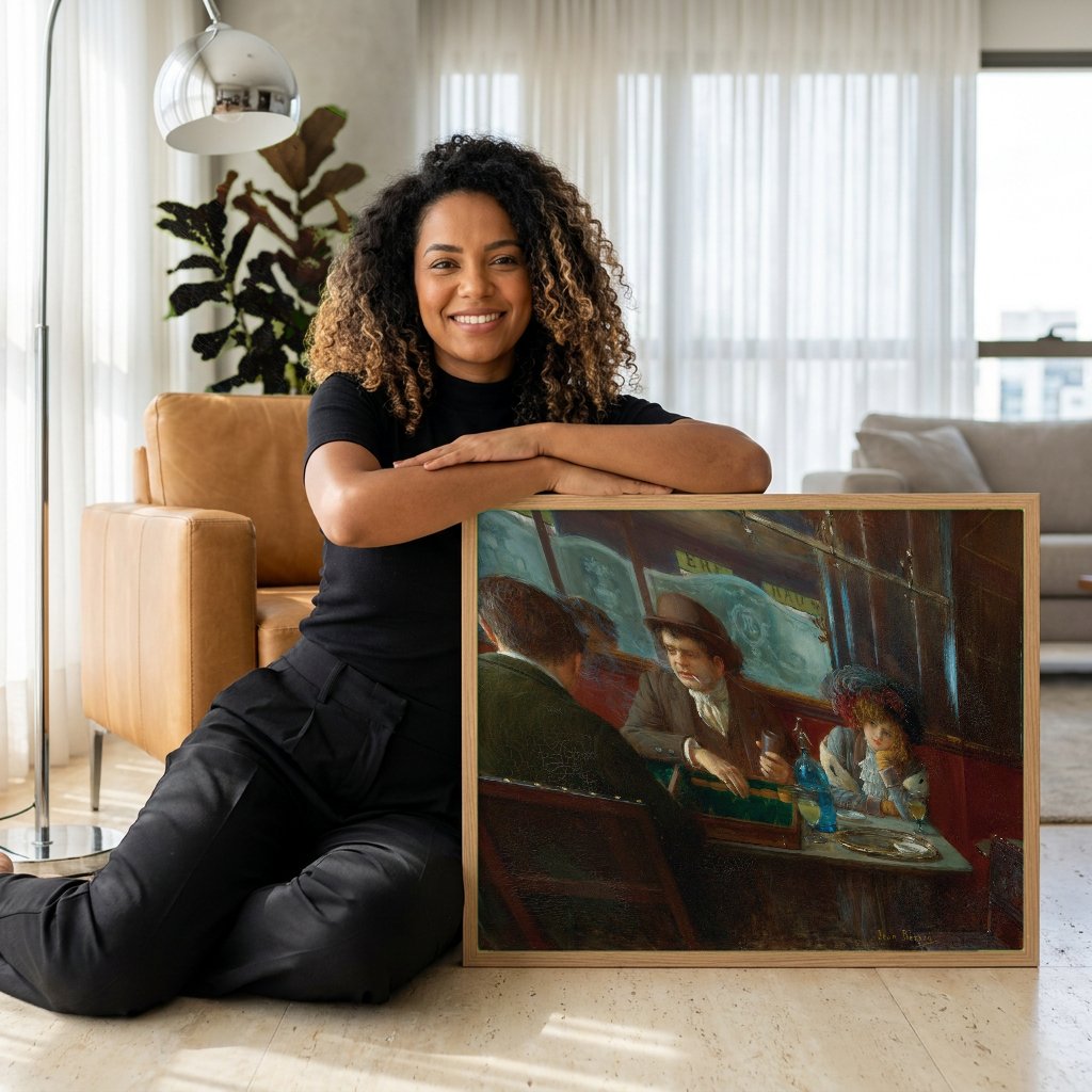Quadro Decorativo A Partida de Cartas - Jean Béraud com modelo em ambiente