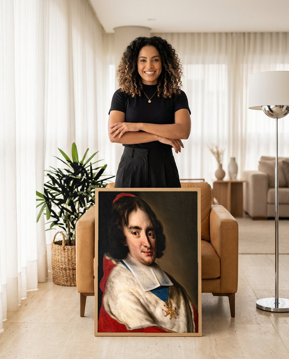 Quadro Decorativo Retrato de Cardeal - Jean François de Troy com modelo em ambiente