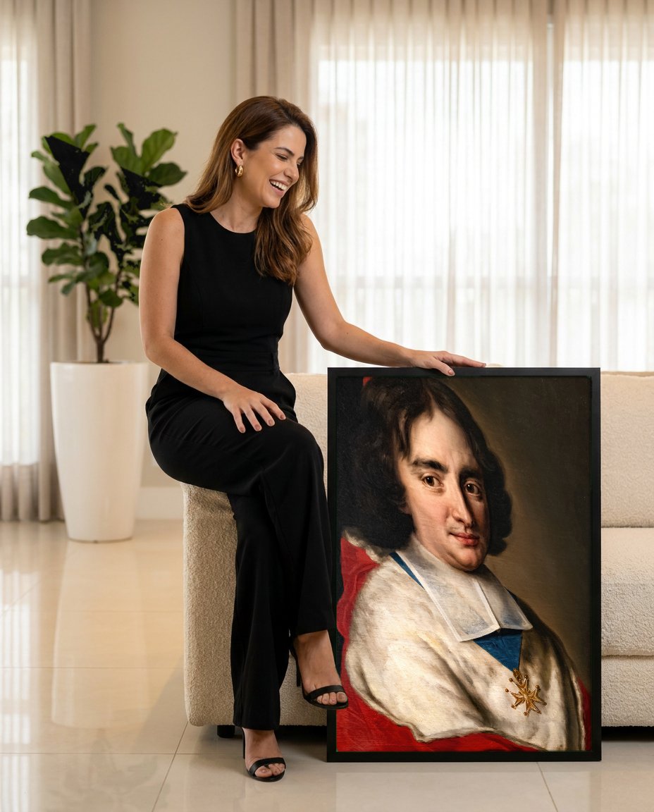 Quadro Decorativo Retrato de Cardeal - Jean François de Troy com modelo em ambiente