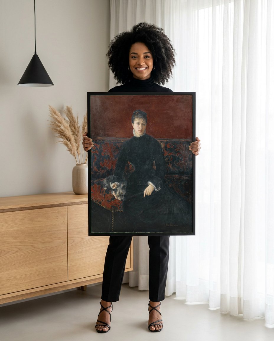 Quadro Decorativo 'Portrait of a Lady' - Jean Béraud com modelo em ambiente