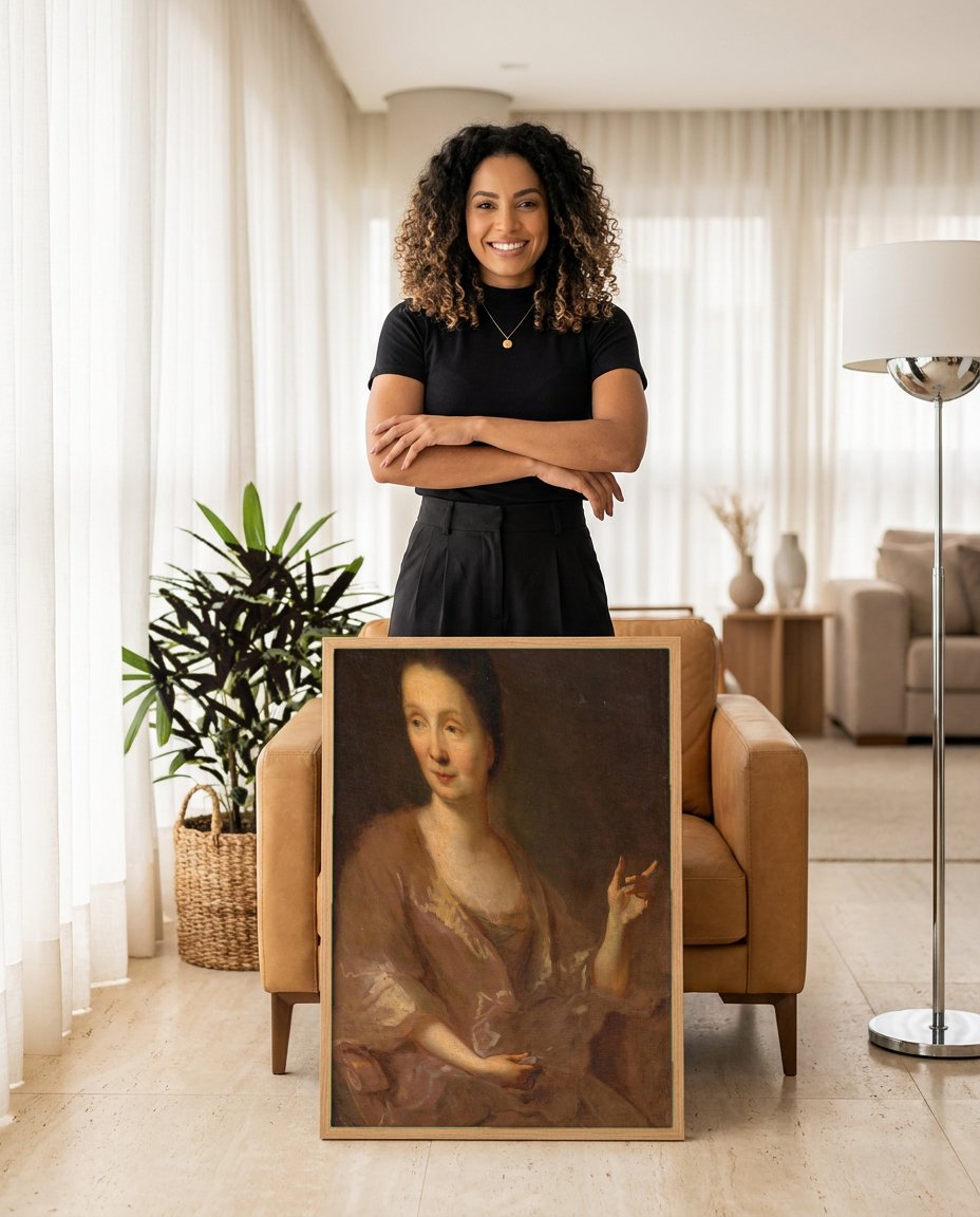 Quadro Decorativo Retrato de Senhora - Jean François de Troy com modelo em ambiente
