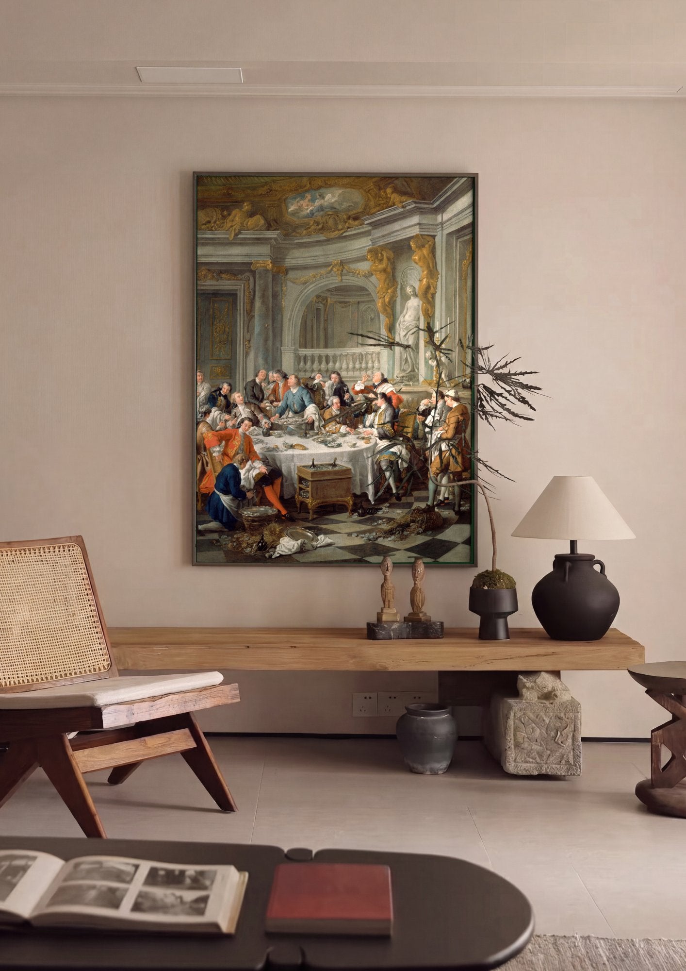 Quadro Decorativo O Almoço de Ostras - Jean François de Troy em ambiente decorado