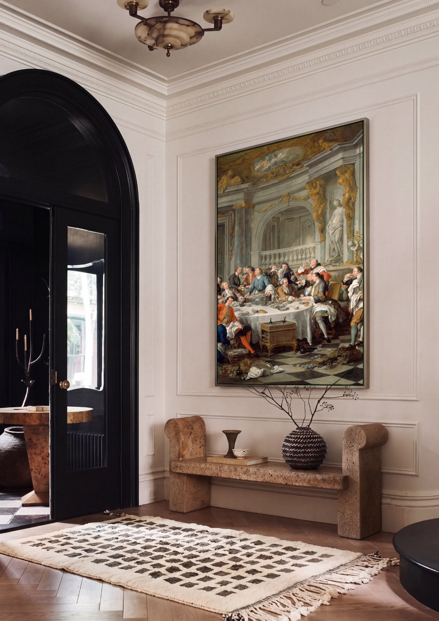 Quadro Decorativo O Almoço de Ostras - Jean François de Troy em ambiente decorado