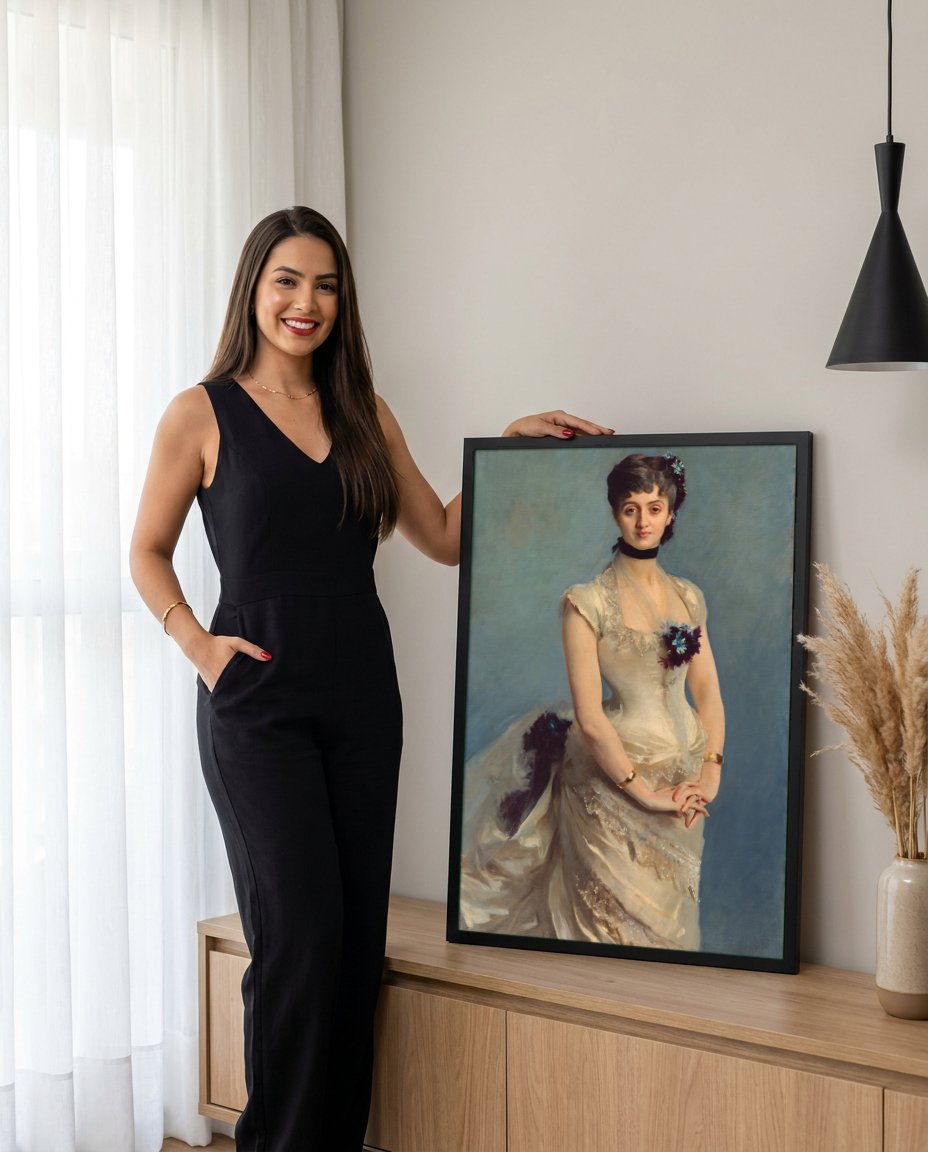 Quadro Decorativo Retrato de Madame X - John Singer Sargent com modelo em ambiente