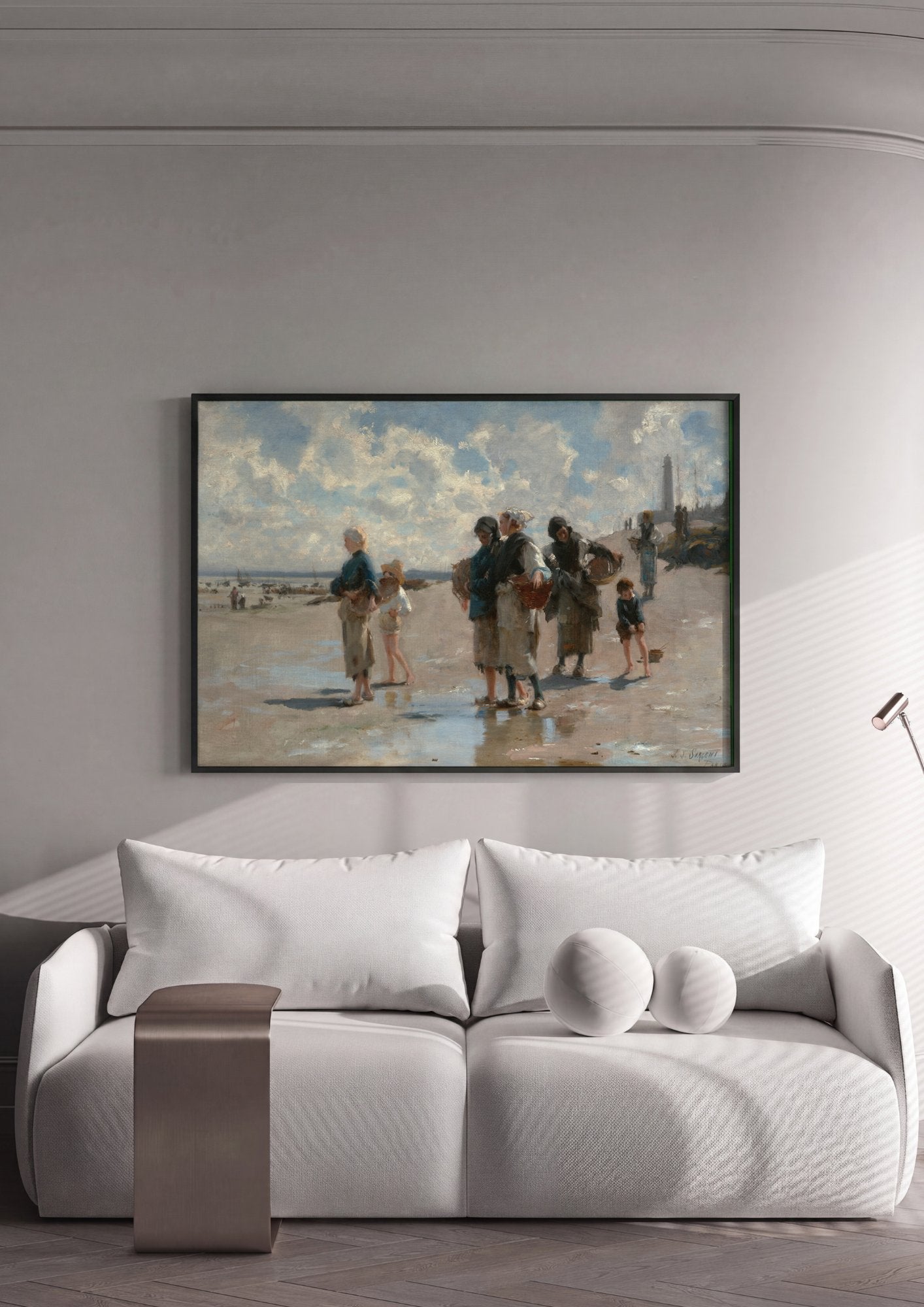 Quadro Decorativo Pescadoras na Praia - John Singer Sargent em ambiente decorado