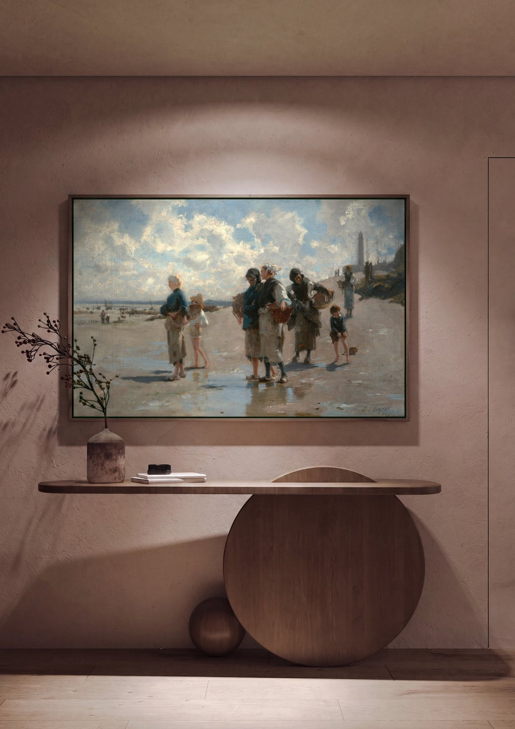 Quadro Decorativo Pescadoras na Praia - John Singer Sargent em ambiente decorado