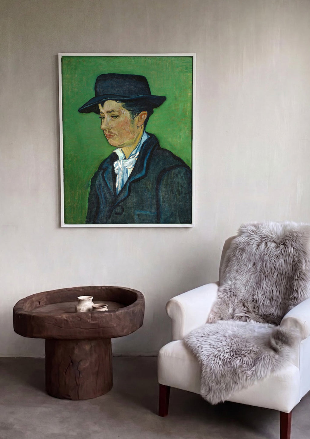 Quadro Decorativo Retrato de um Homem Jovem - Van Gogh em ambiente decorado