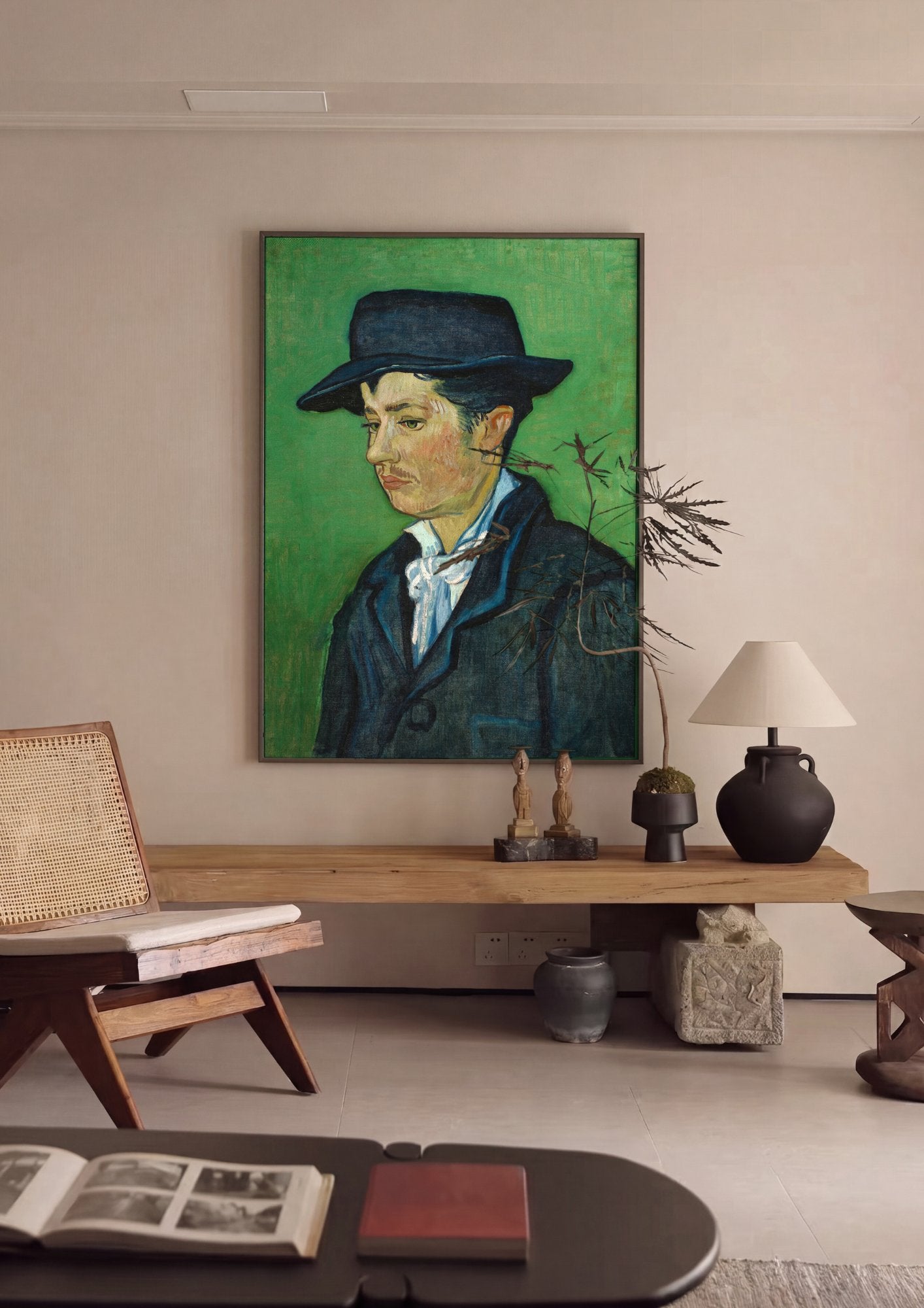 Quadro Decorativo Retrato de um Homem Jovem - Van Gogh em ambiente decorado