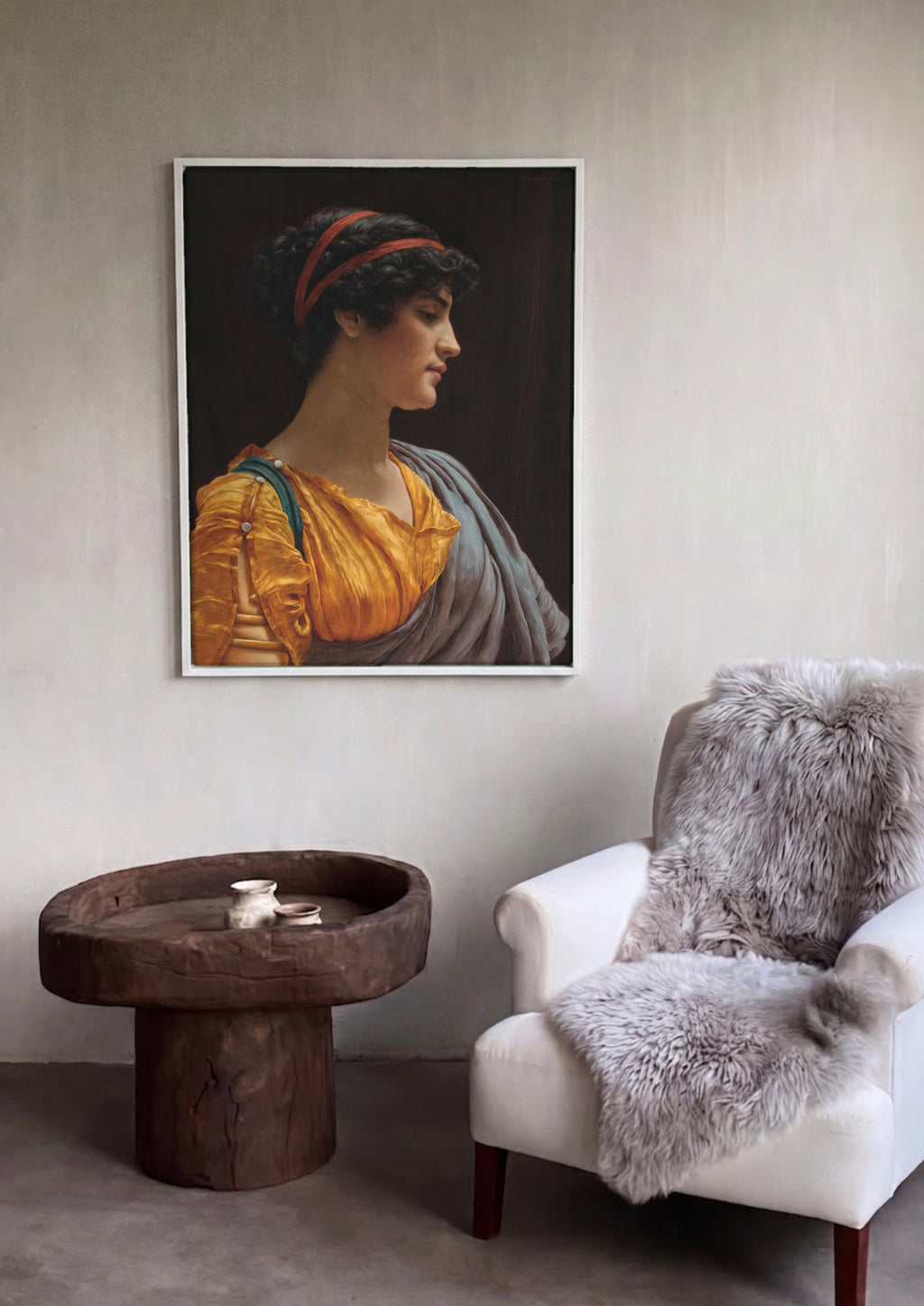 Quadro Decorativo A Beauty in Profile - John William Godward em ambiente decorado