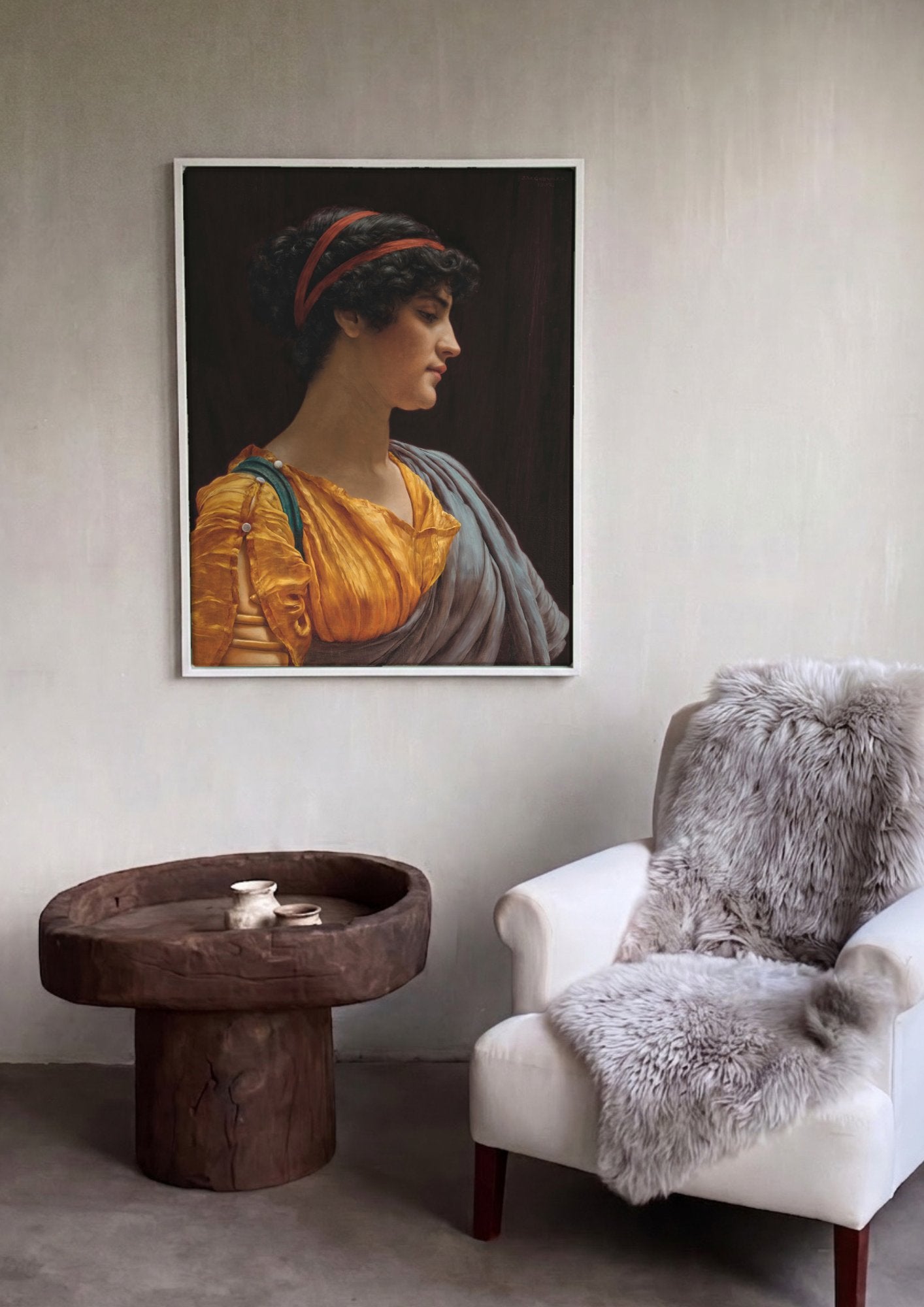 Quadro Decorativo A Beauty in Profile - John William Godward em ambiente decorado