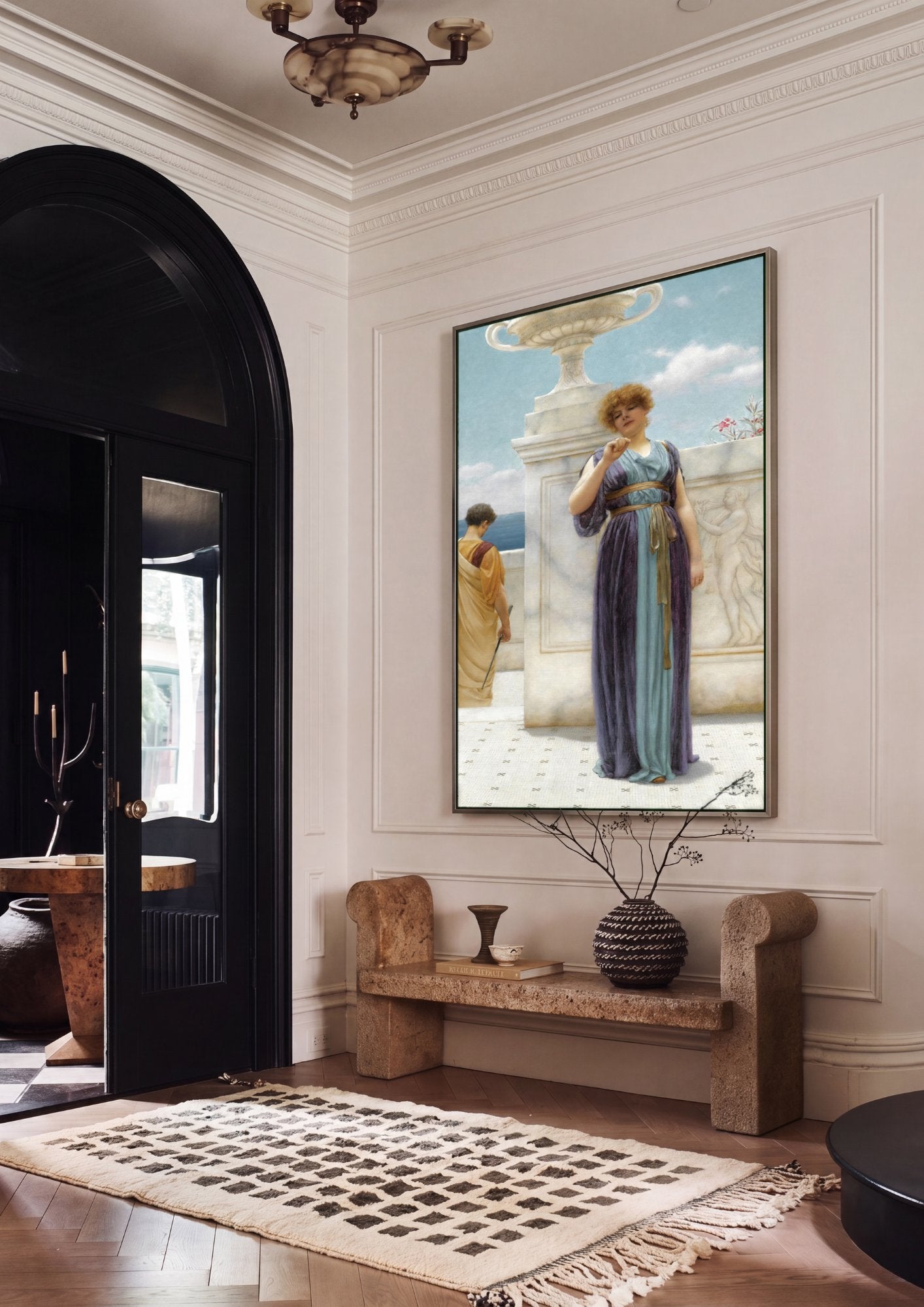 Quadro Decorativo 'A Semente da Dúvida' - John William Godward em ambiente decorado