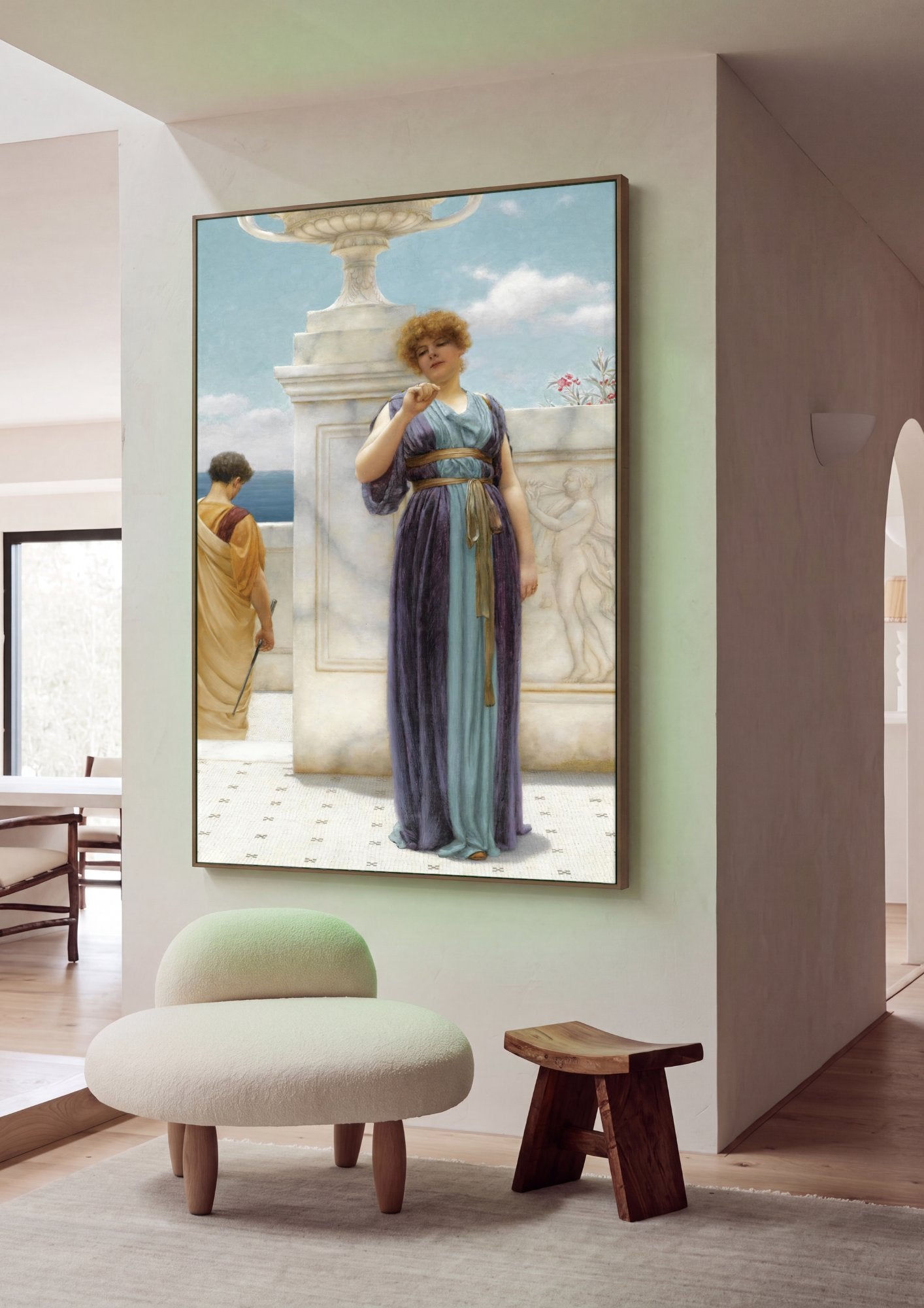 Quadro Decorativo 'A Semente da Dúvida' - John William Godward em ambiente decorado