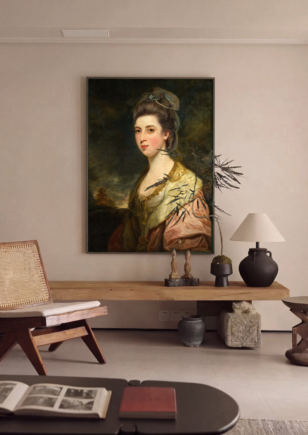 Quadro Decorativo Retrato de Dama - Sir Joshua Reynolds em ambiente decorado