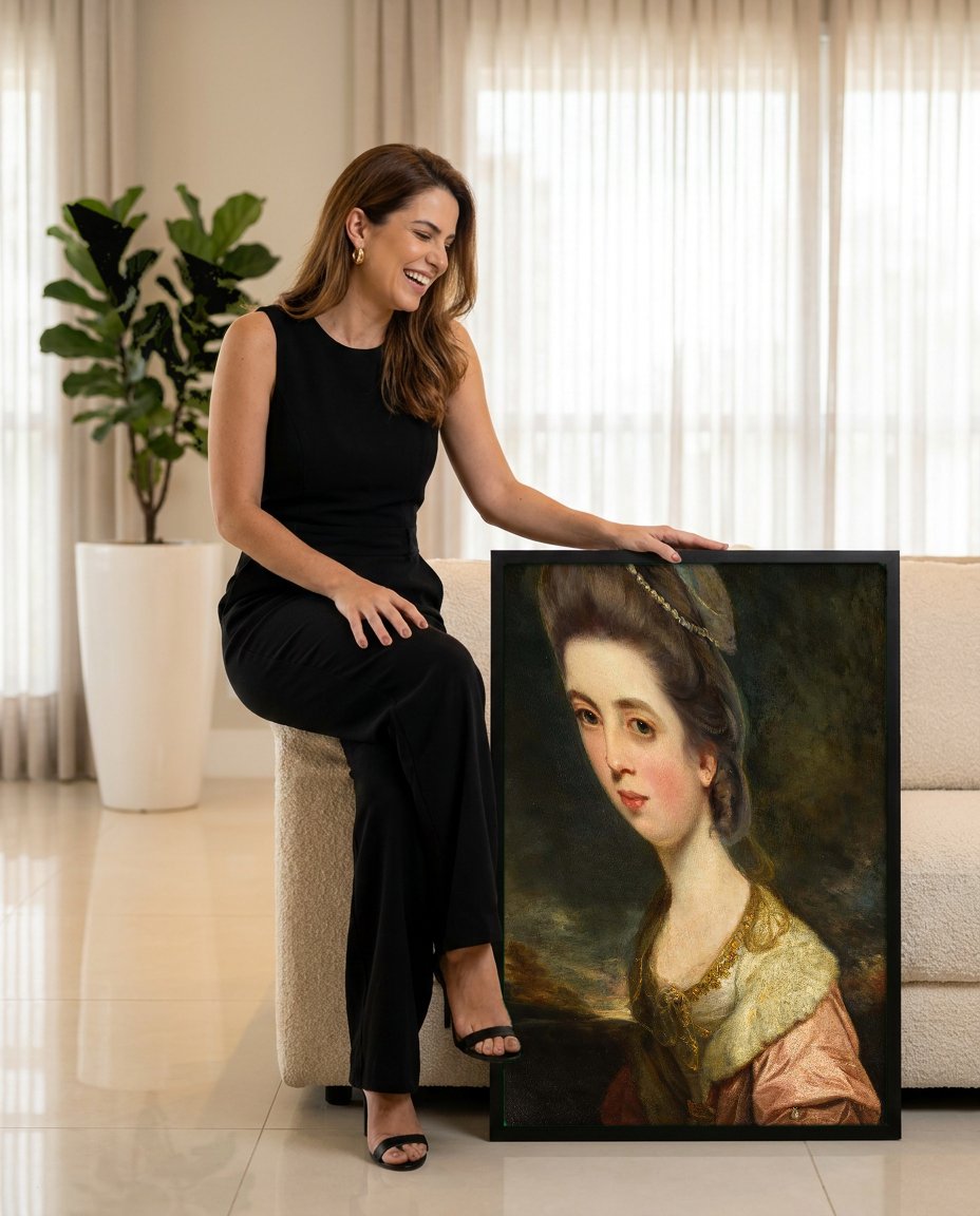 Quadro Decorativo Retrato de Dama - Sir Joshua Reynolds com modelo em ambiente