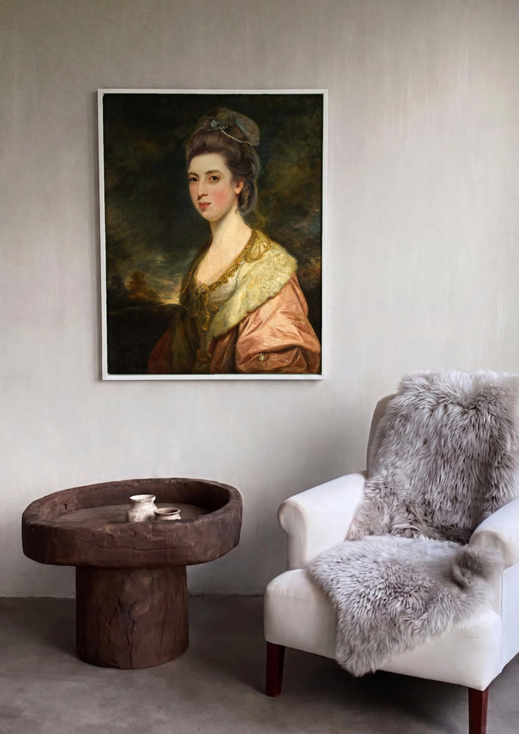 Quadro Decorativo Retrato de Dama - Sir Joshua Reynolds em ambiente decorado