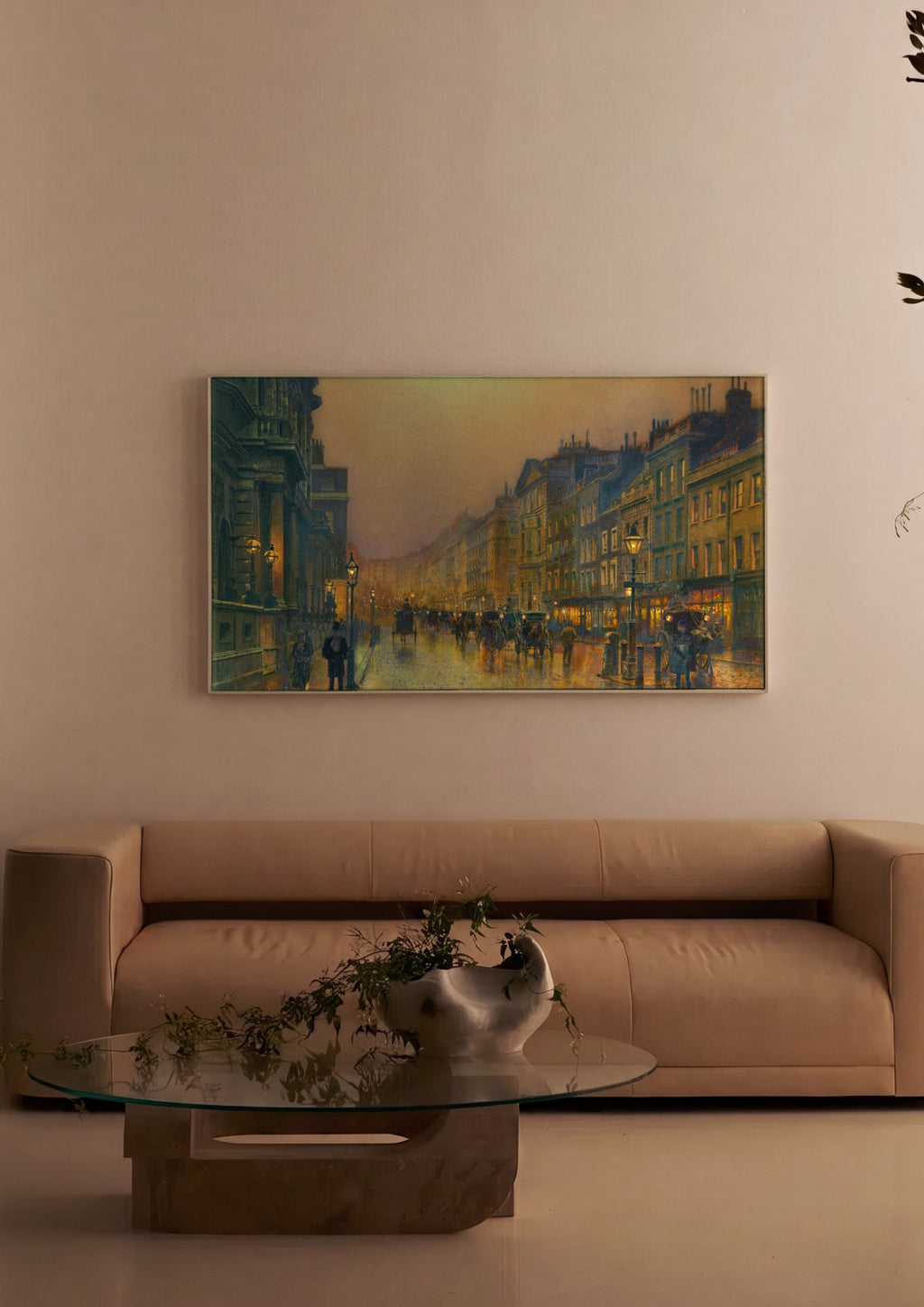 Quadro Decorativo Cena Urbana Noturna - John Atkinson Grimshaw em ambiente decorado