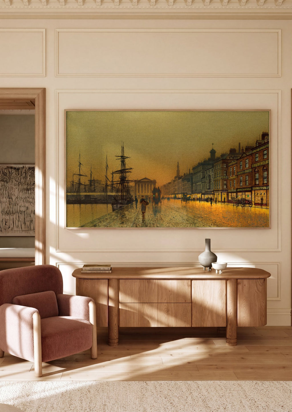 Quadro Decorativo: Cena de Rua Noturna - John Atkinson Grimshaw em ambiente decorado