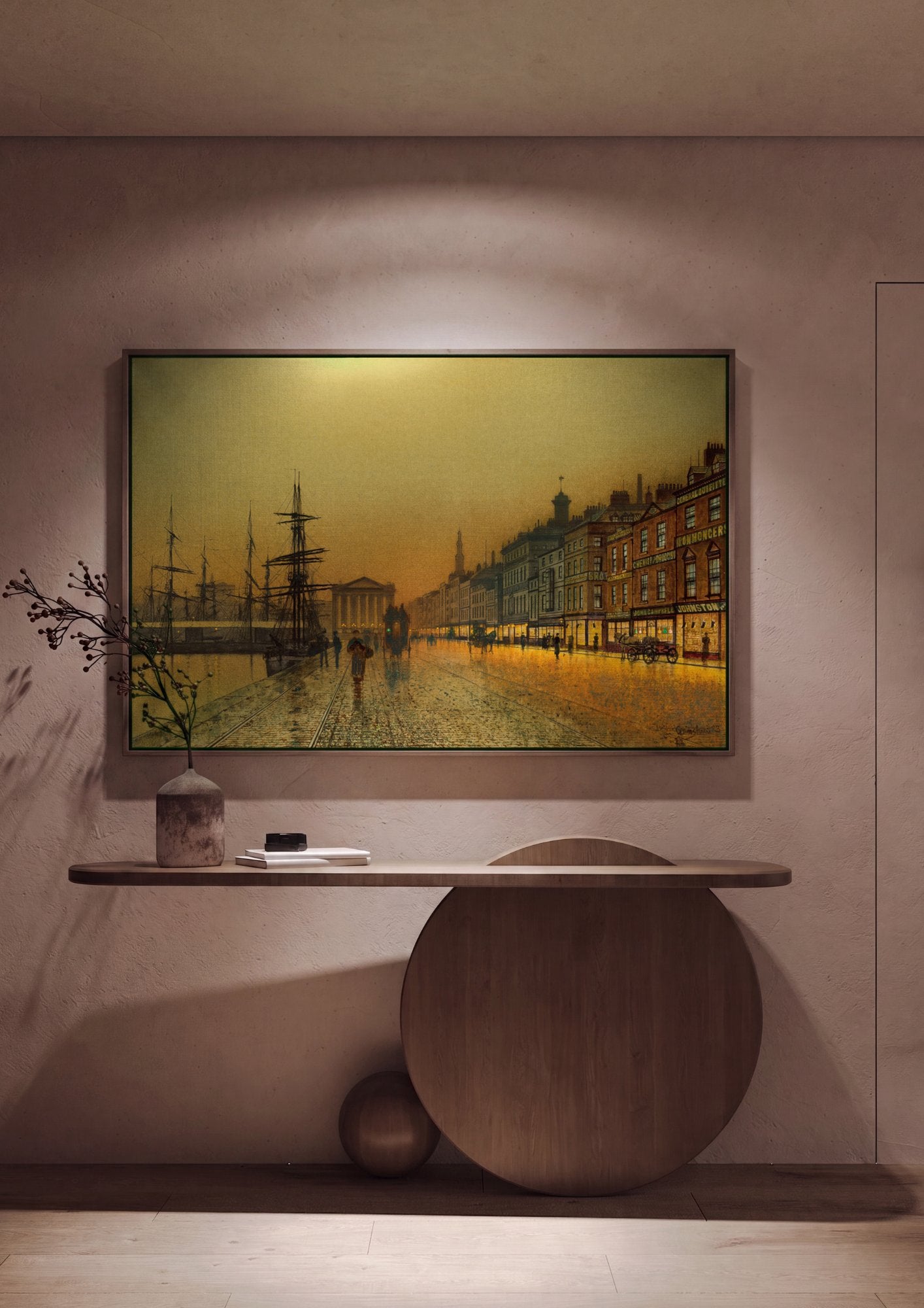 Quadro Decorativo: Cena de Rua Noturna - John Atkinson Grimshaw em ambiente decorado