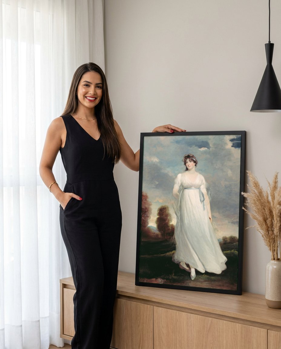 Quadro Decorativo Senhora em Paisagem - John Hoppner com modelo em ambiente